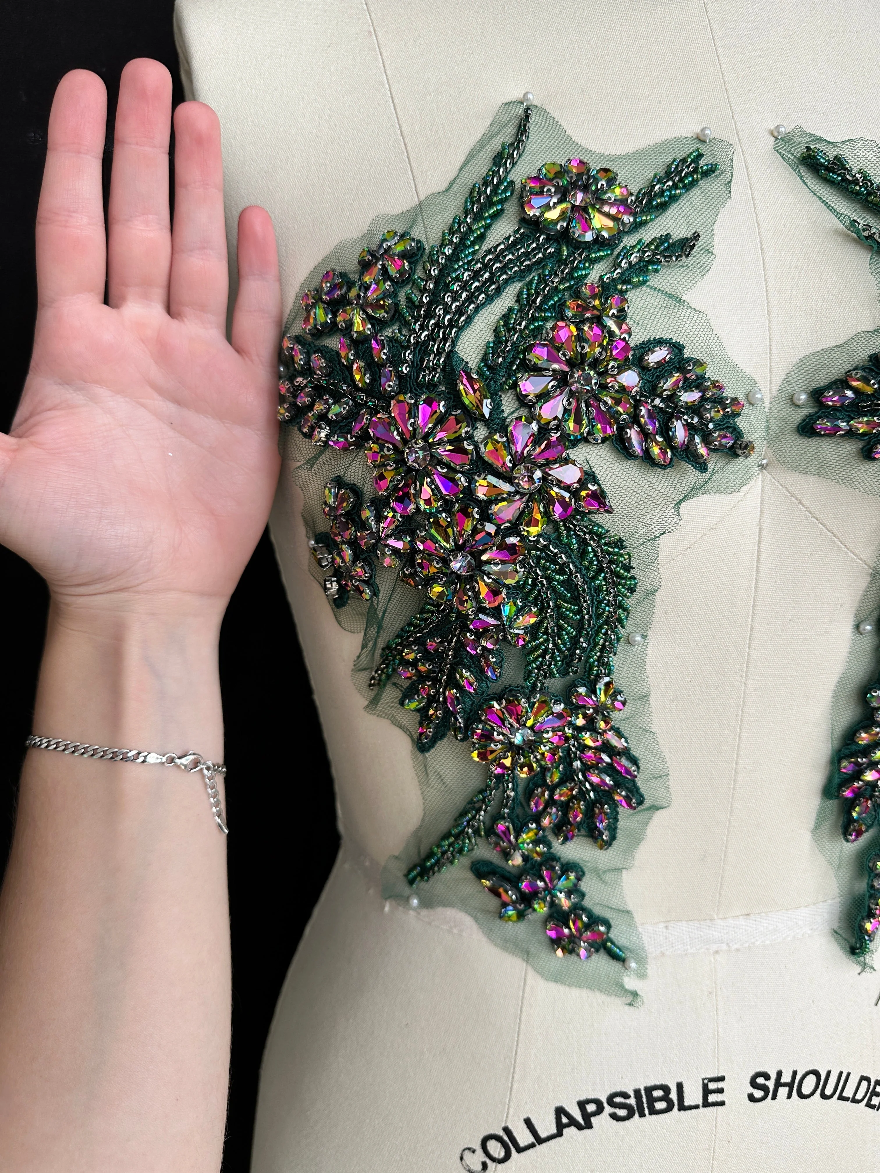 Gina Green Iridescent Rhinestone Applique - Image 6