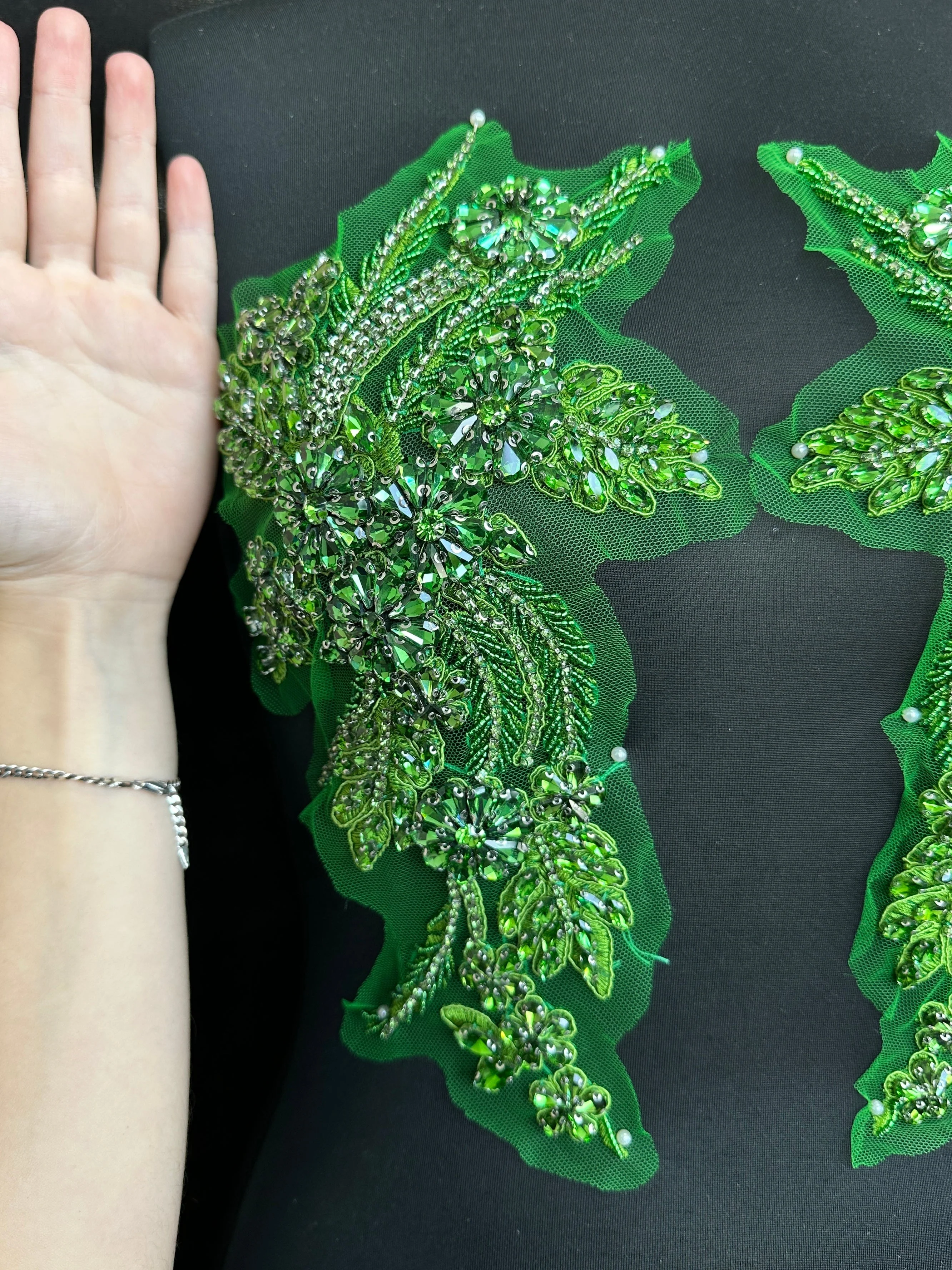 Gina Lime Green Rhinestone Applique - Image 3