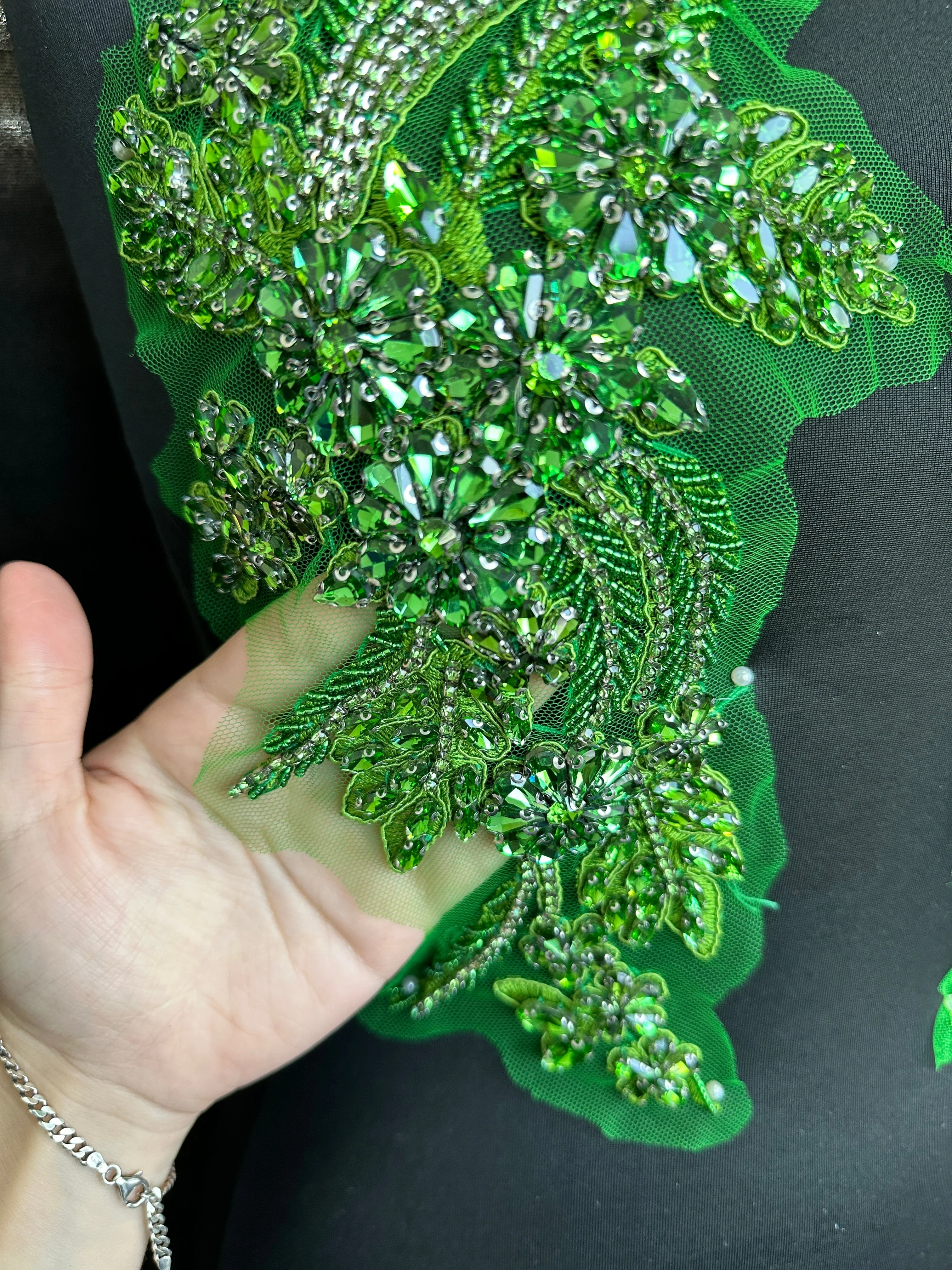 Gina Lime Green Rhinestone Applique - Image 5