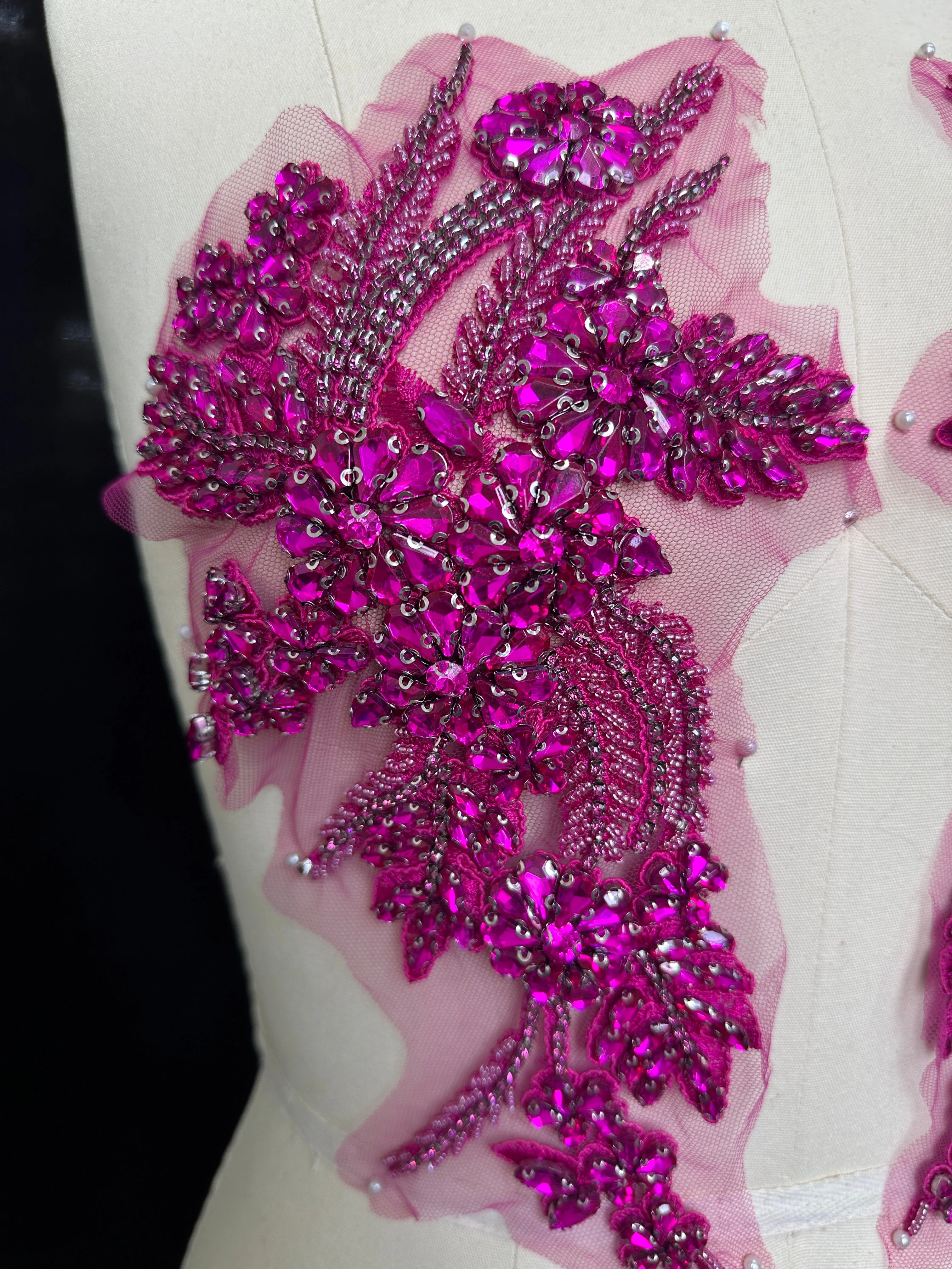 Gina Magenta Rhinestone Applique - Image 2