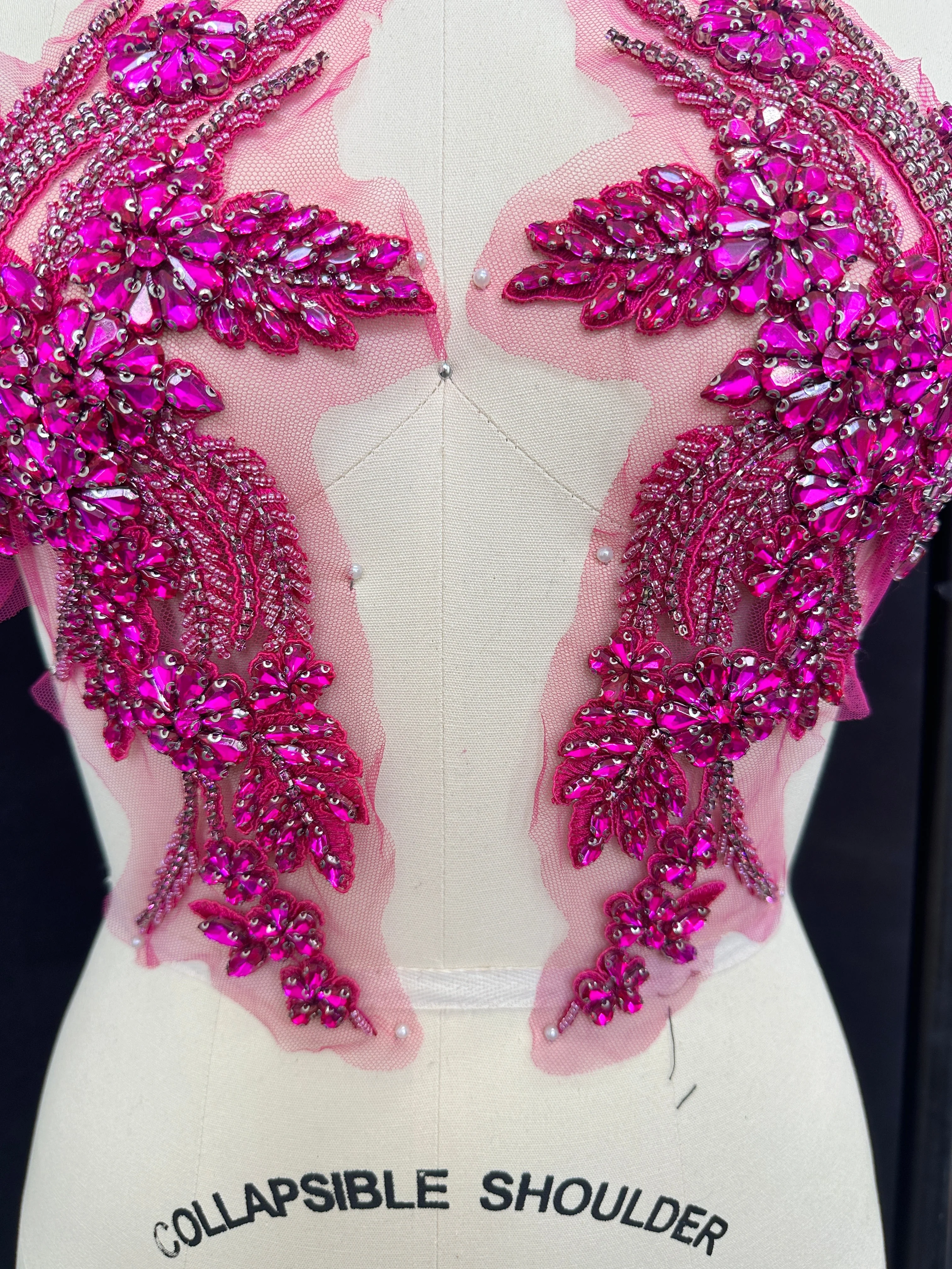 Gina Magenta Rhinestone Applique - Image 3