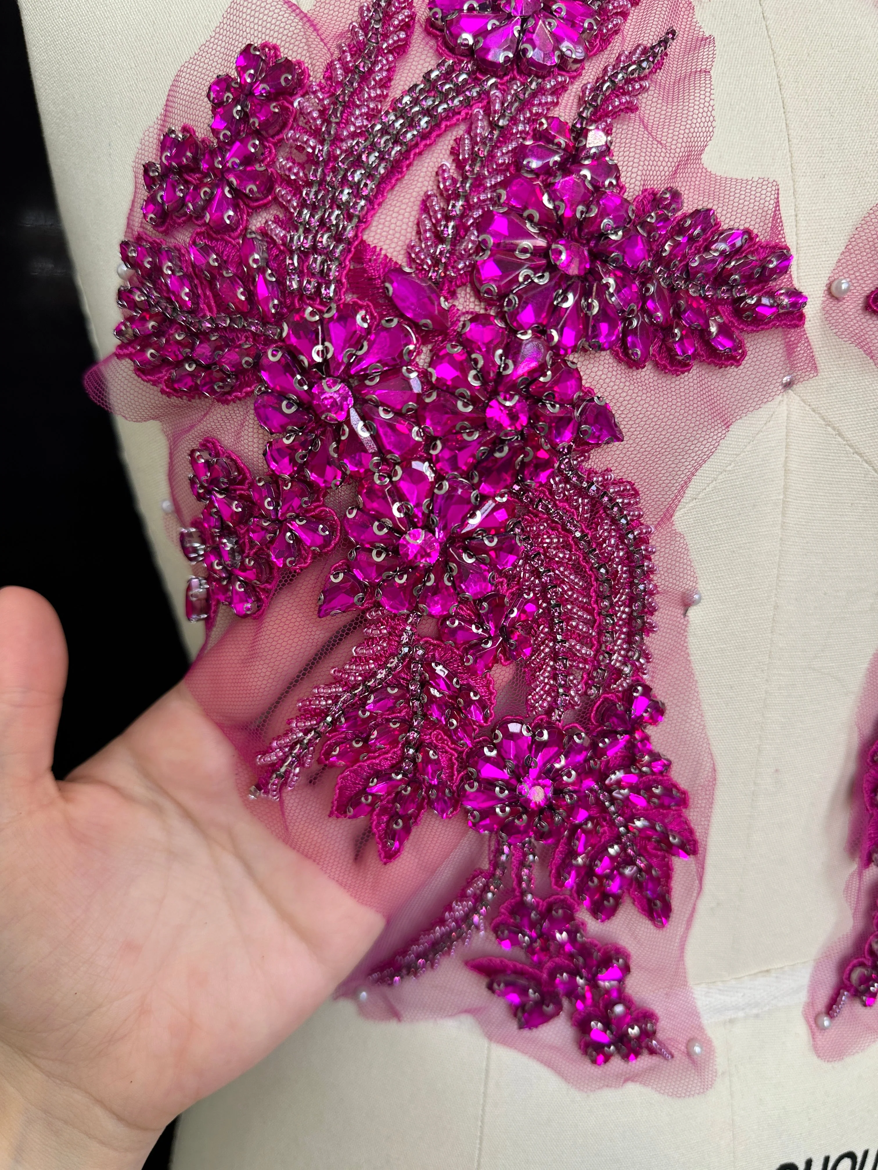 Gina Magenta Rhinestone Applique - Image 5