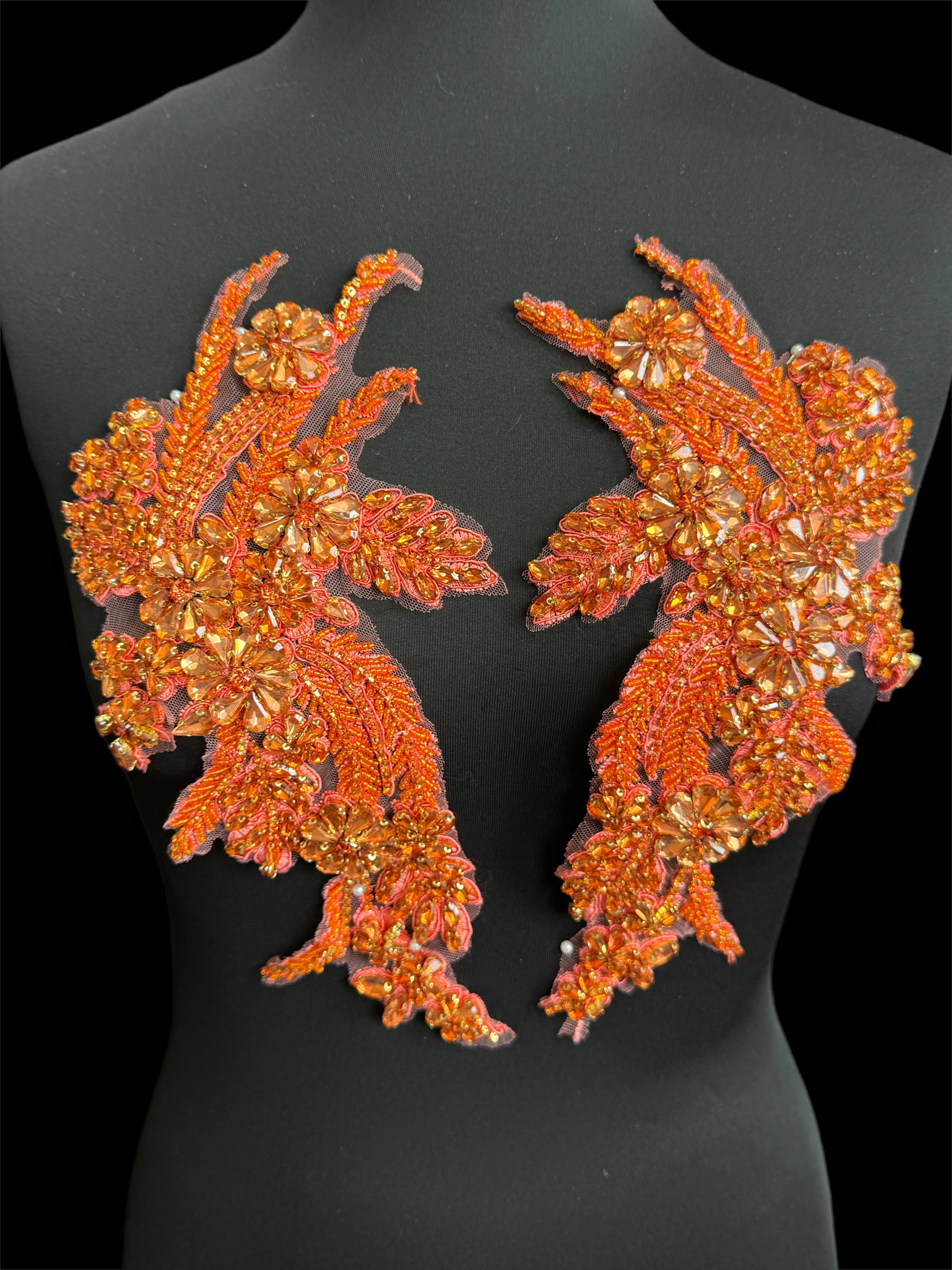 Gina Orange Rhinestones Applique