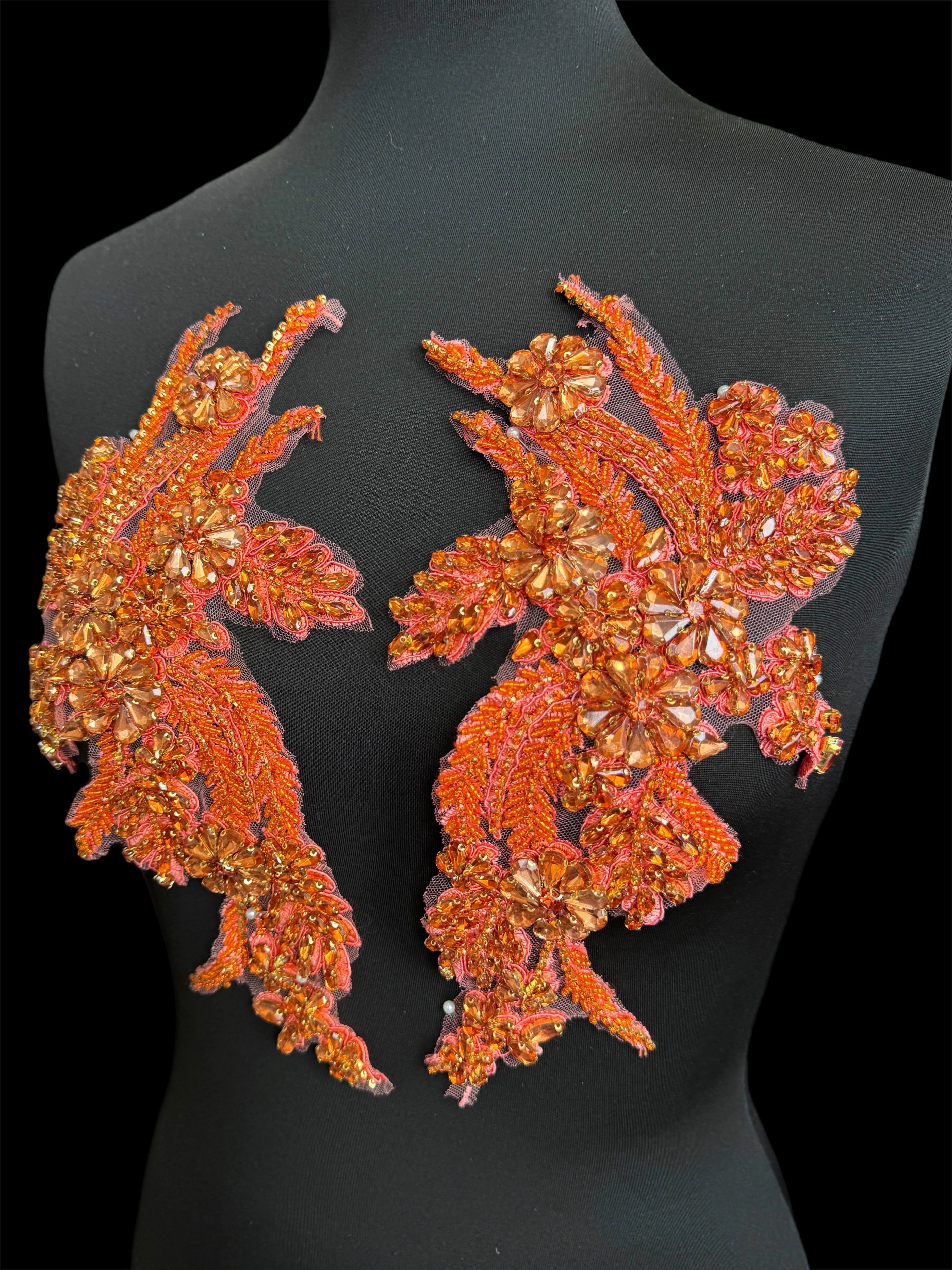 Gina Orange Rhinestones Applique - Image 2