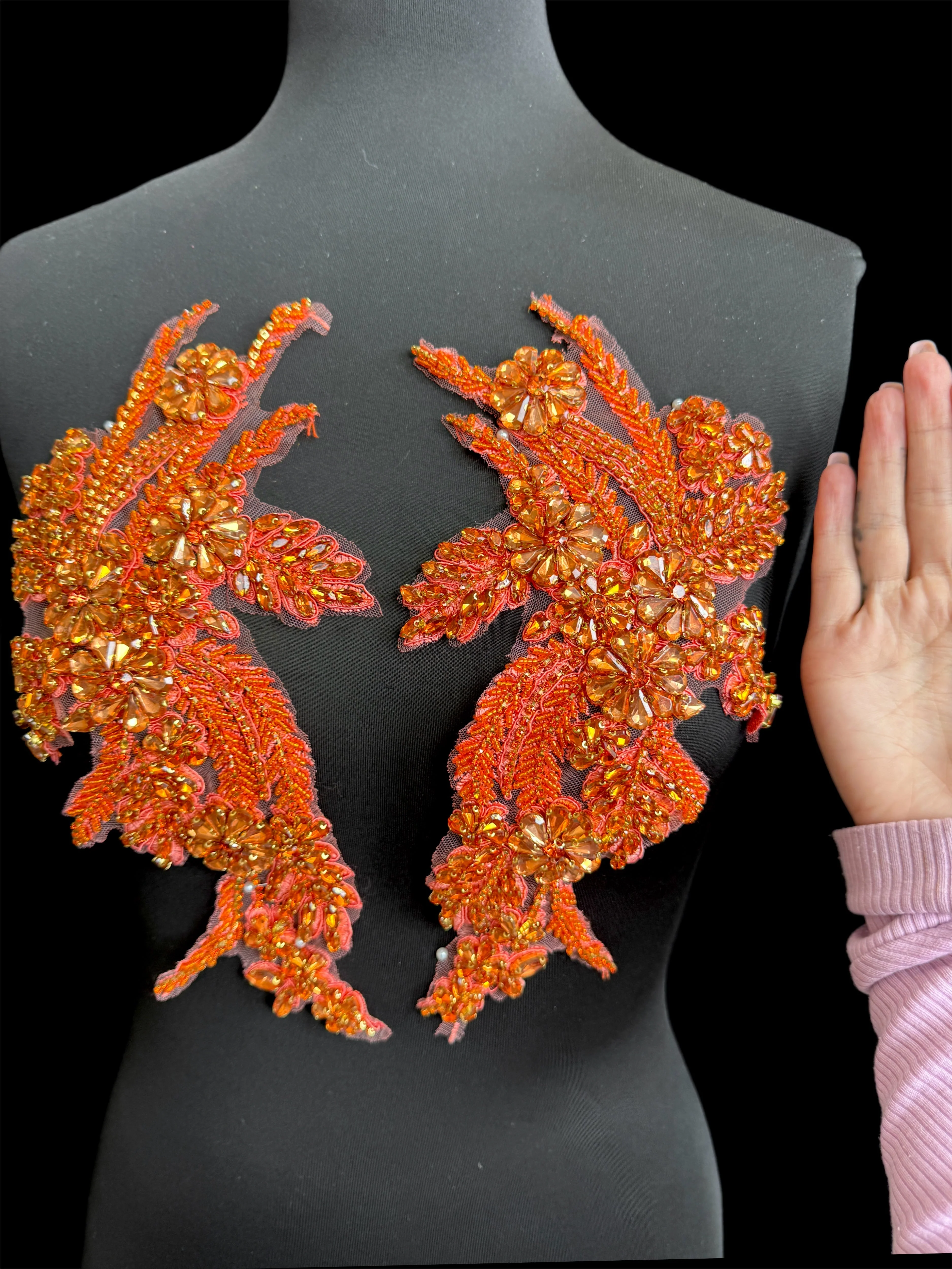 Gina Orange Rhinestones Applique - Image 3