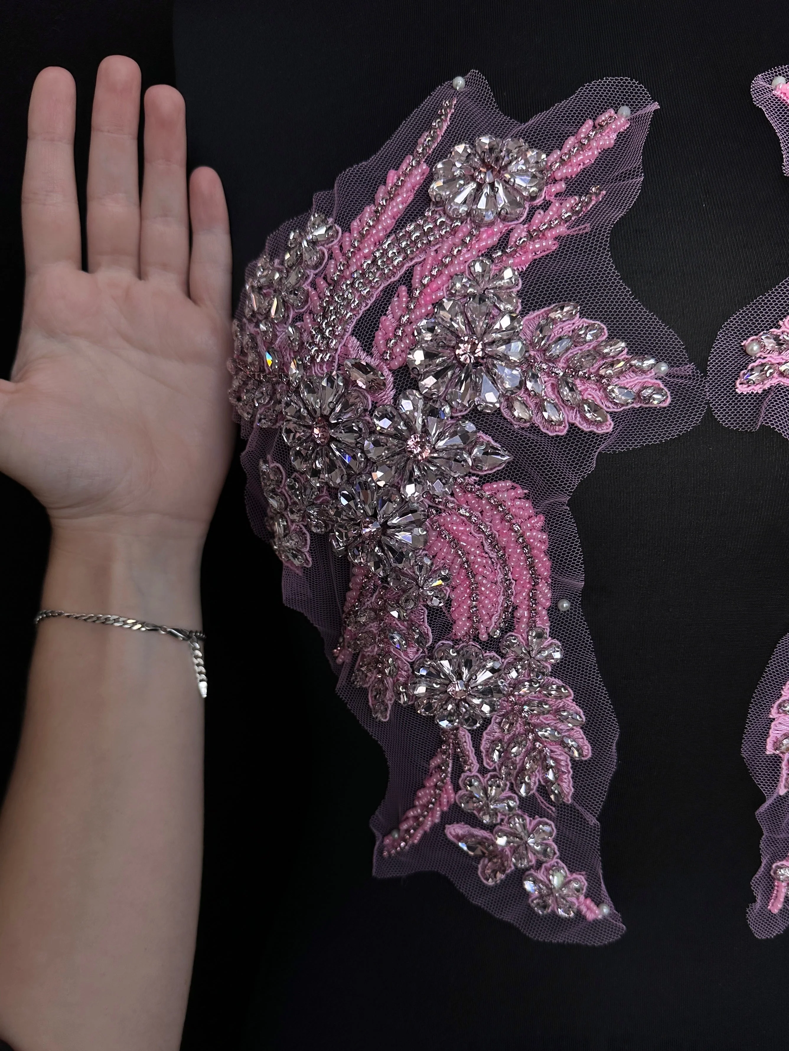 Gina Pink Rhinestone Applique - Image 3