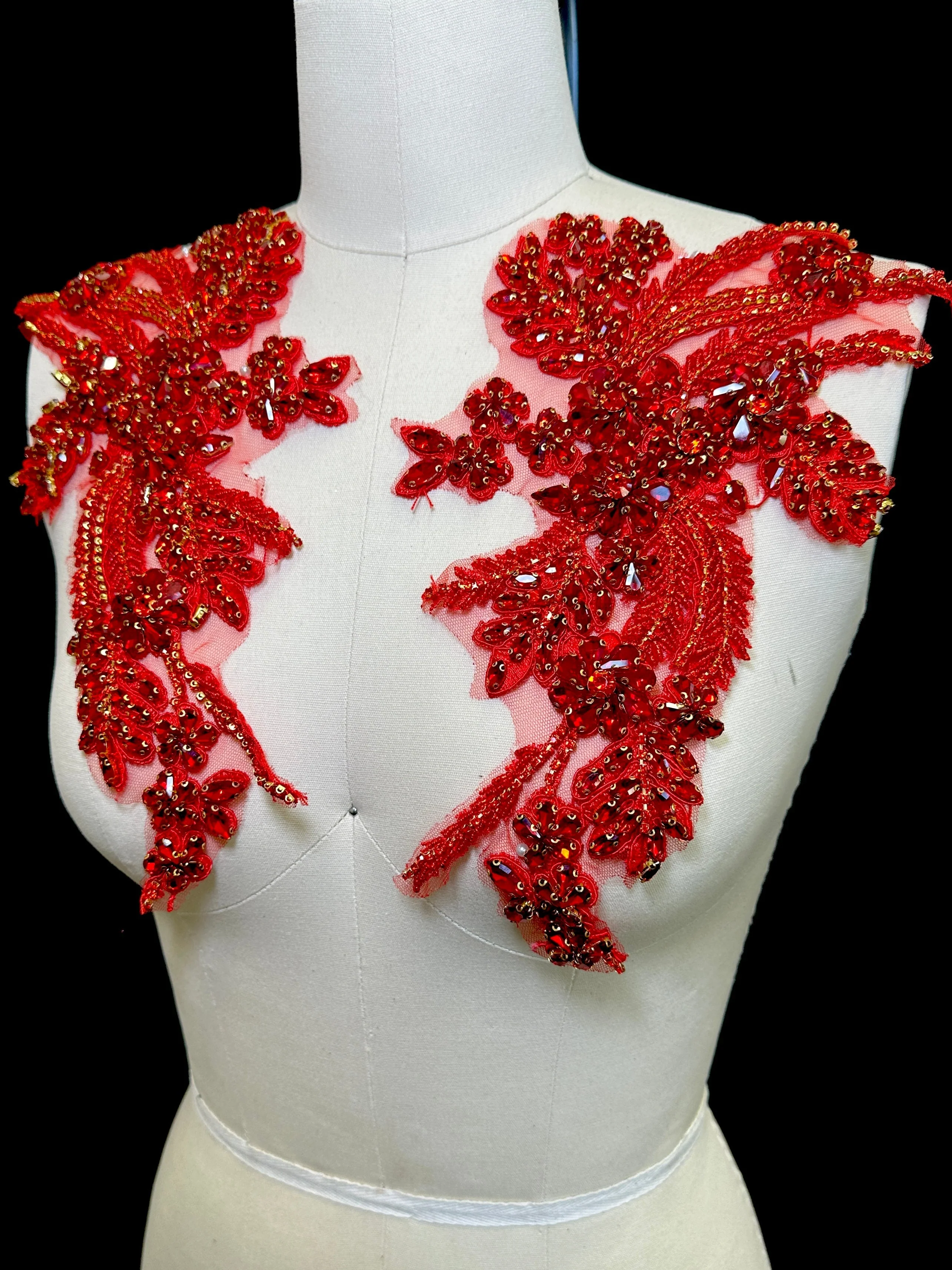 Gina Red Pair Rhinestones Applique - Image 3