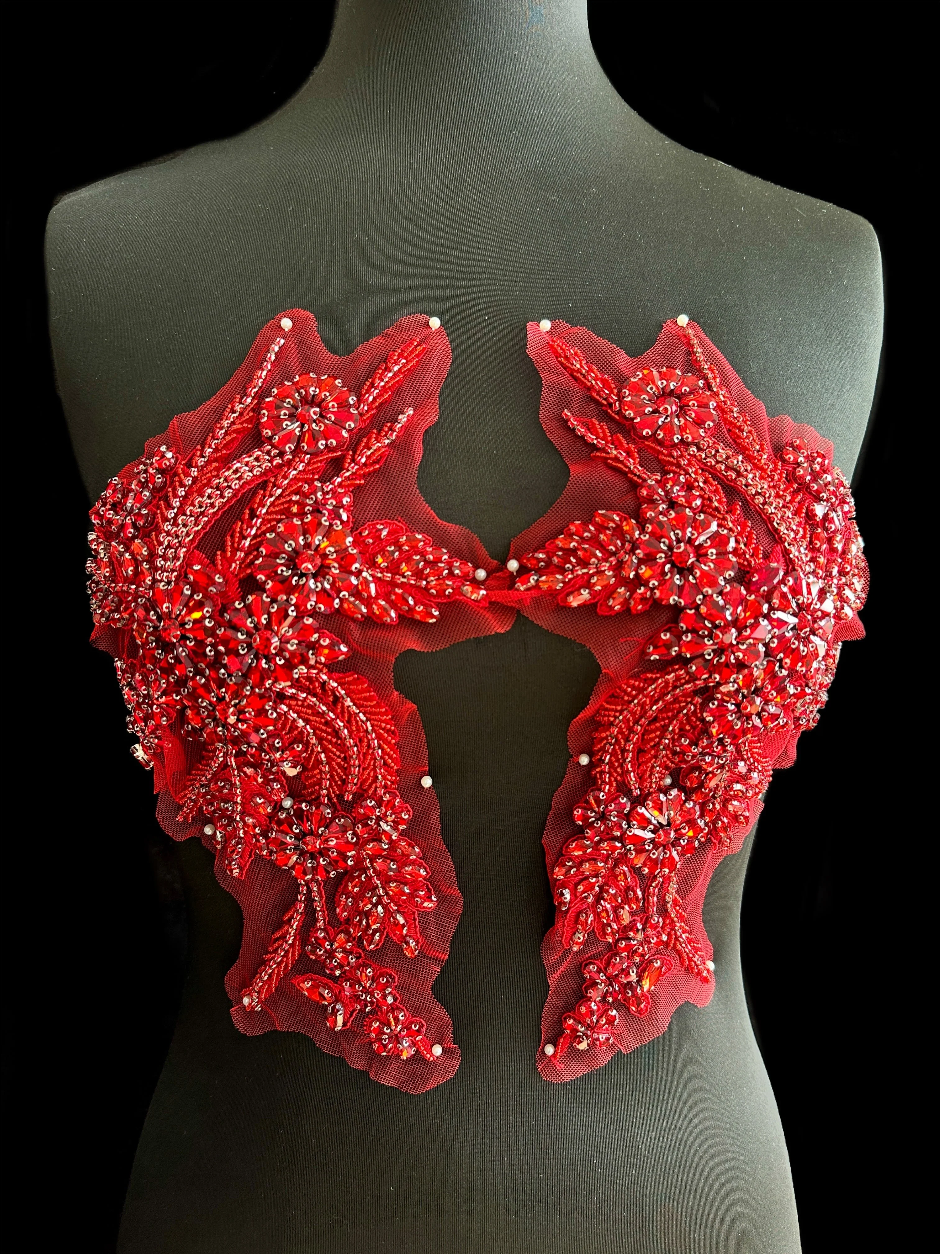 Gina Wine Red Rhinestone Applique