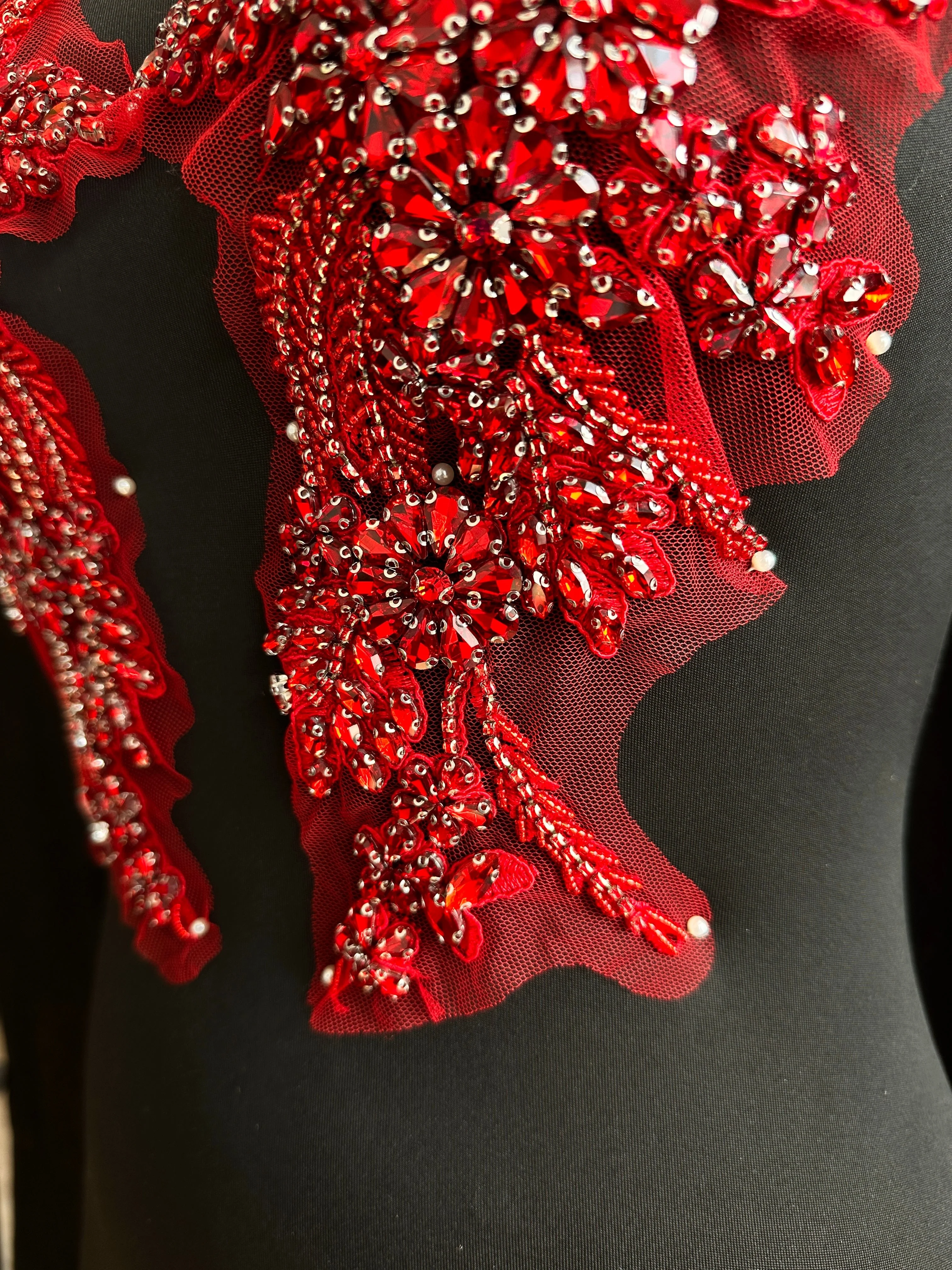 Gina Wine Red Rhinestone Applique - Image 2