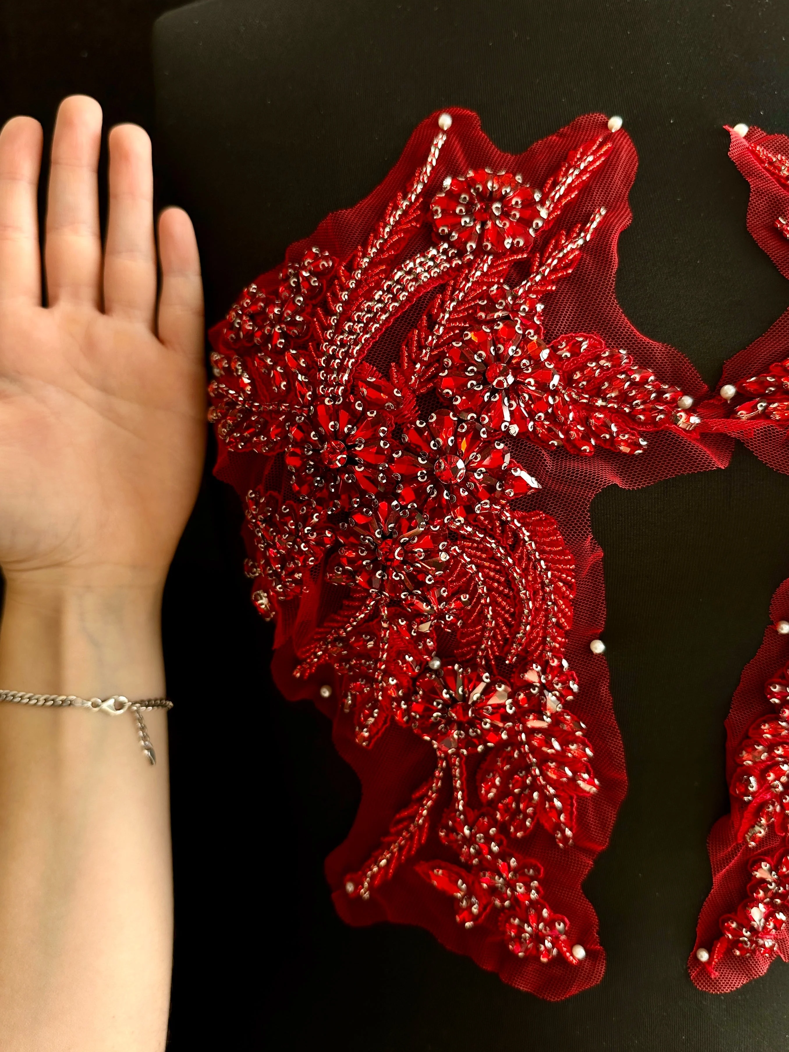 Gina Wine Red Rhinestone Applique - Image 3