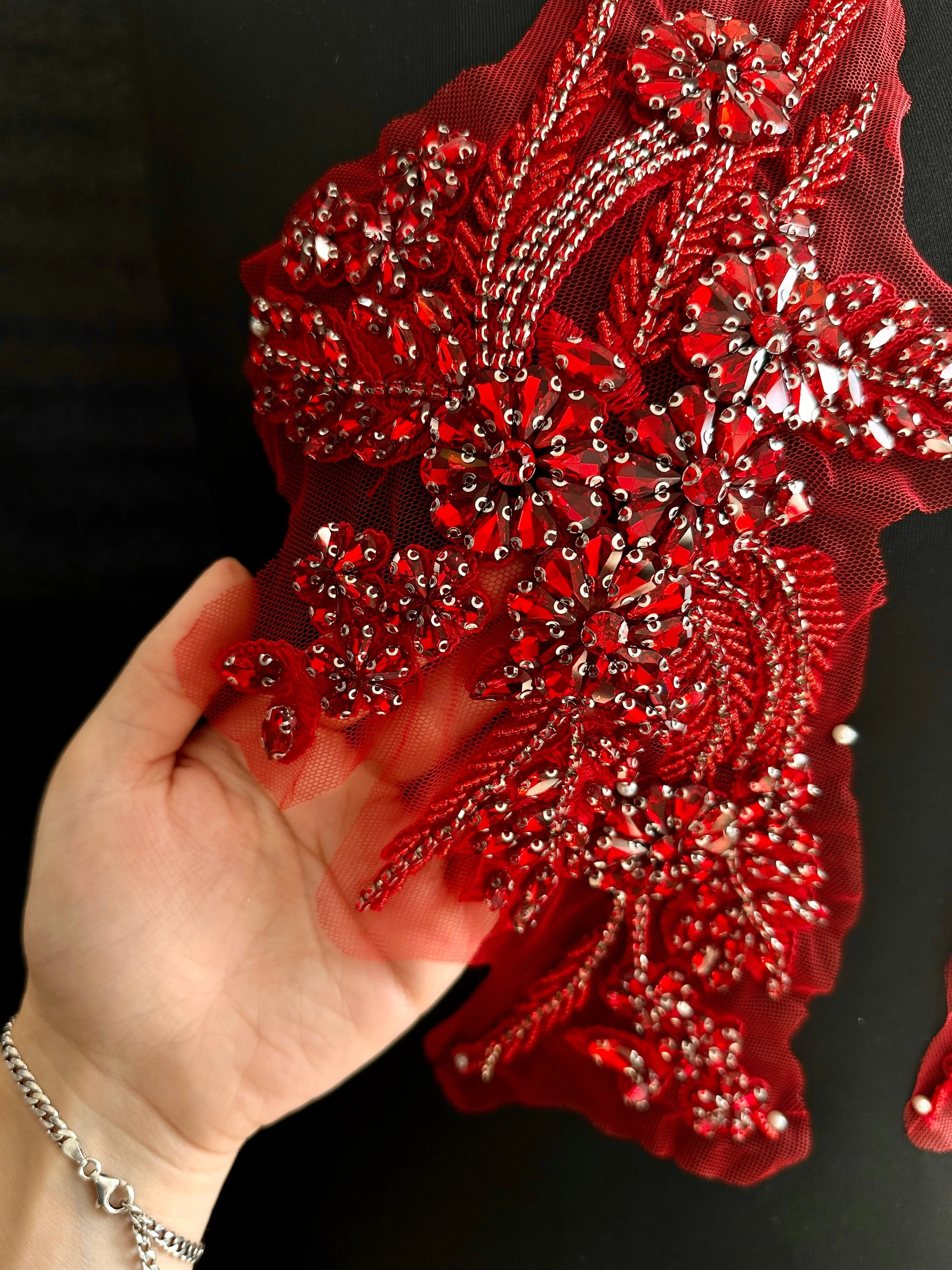 Gina Wine Red Rhinestone Applique - Image 5