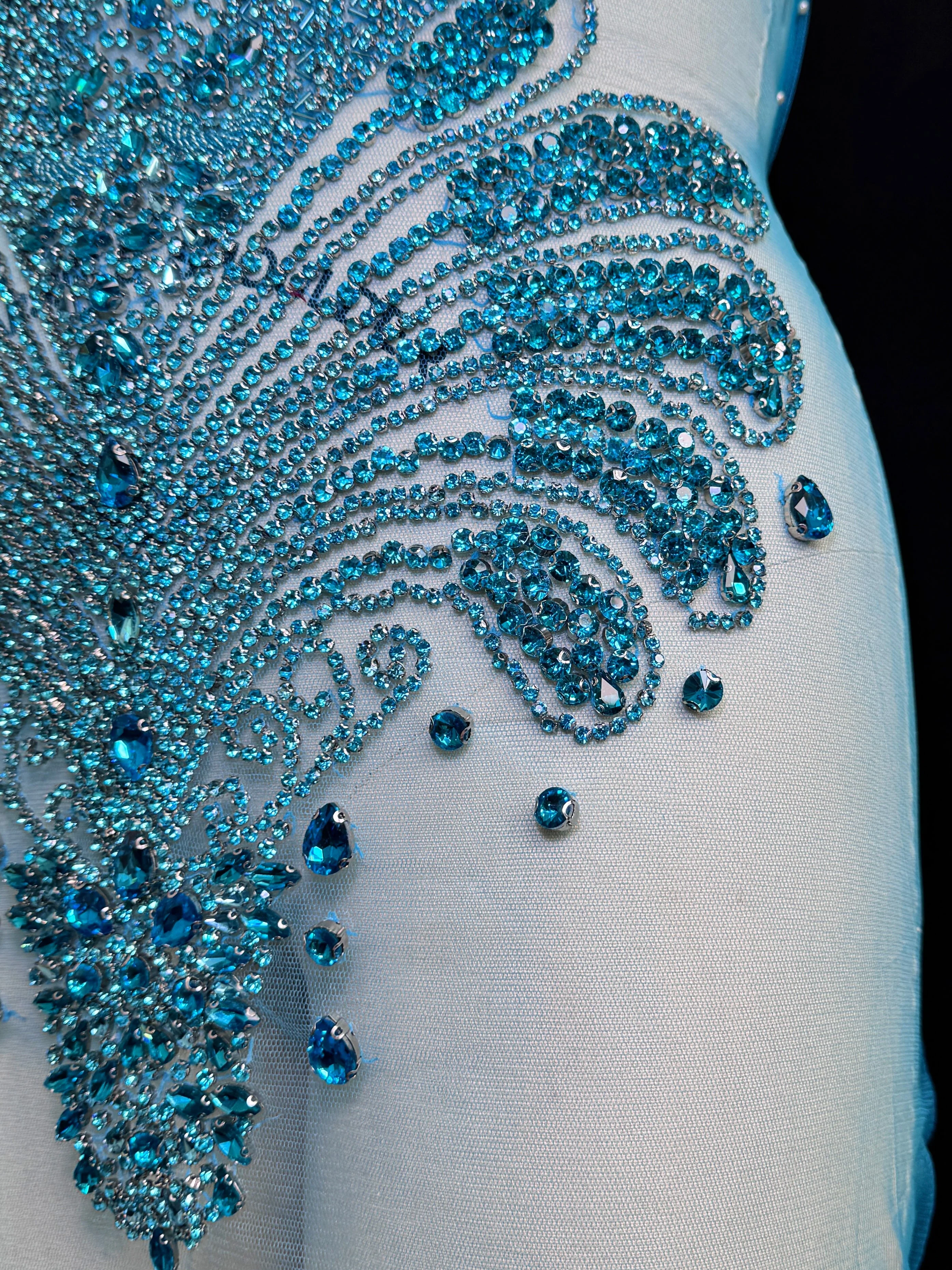 Carla Turquoise Rhinestones Bodice Applique - Image 2