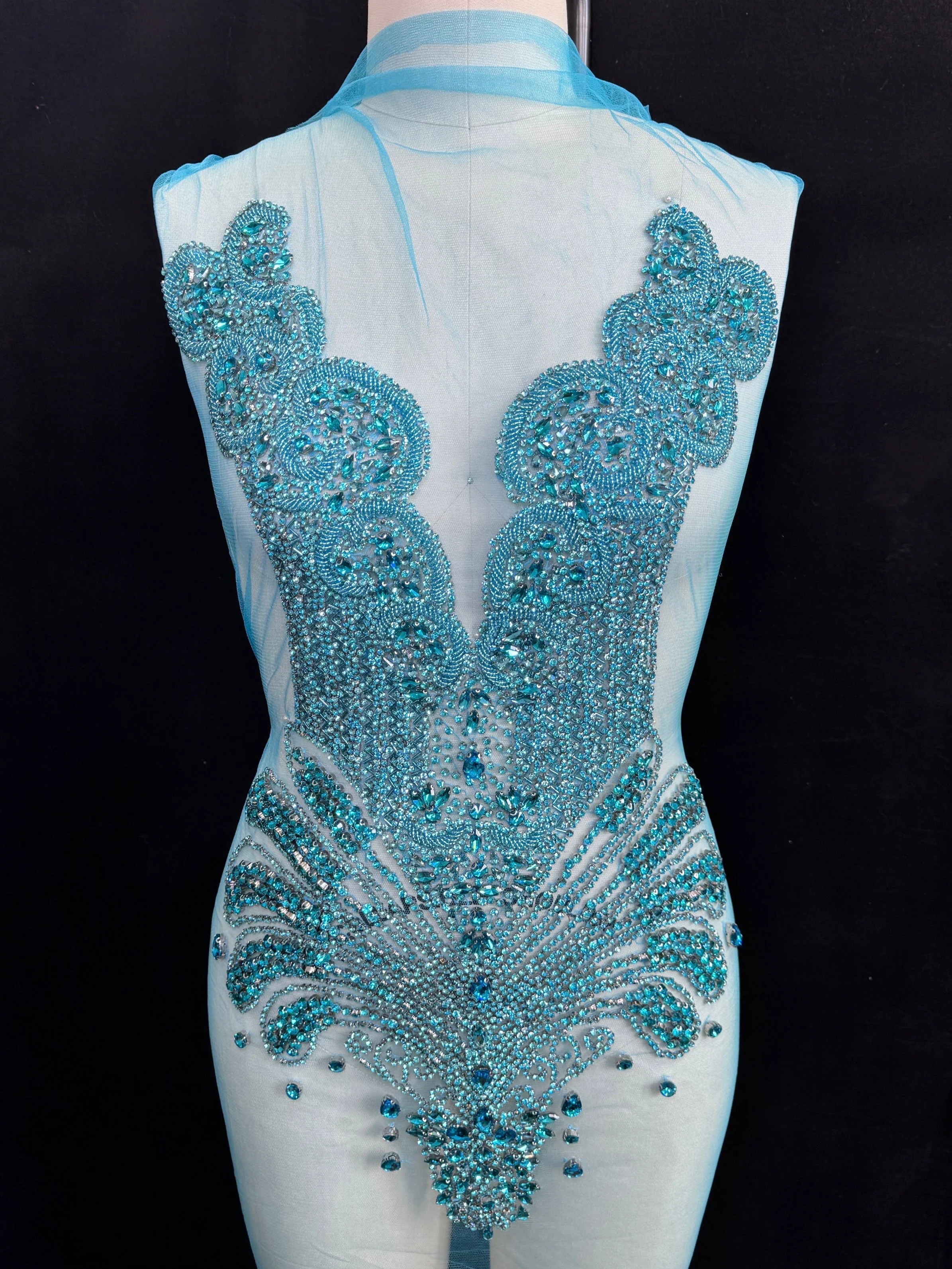 Carla Turquoise Rhinestones Bodice Applique - Image 3