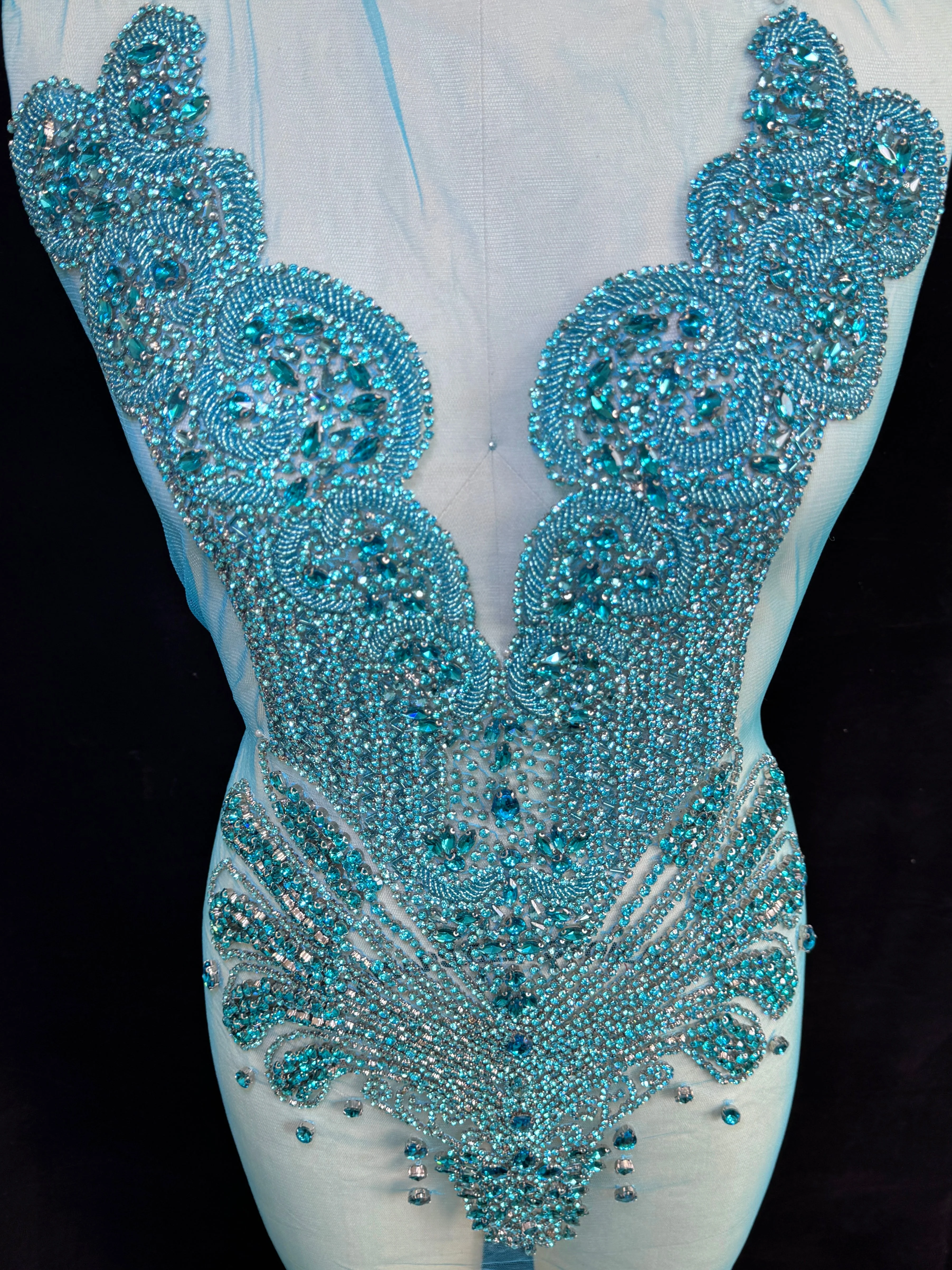 Carla Turquoise Rhinestones Bodice Applique - Image 4