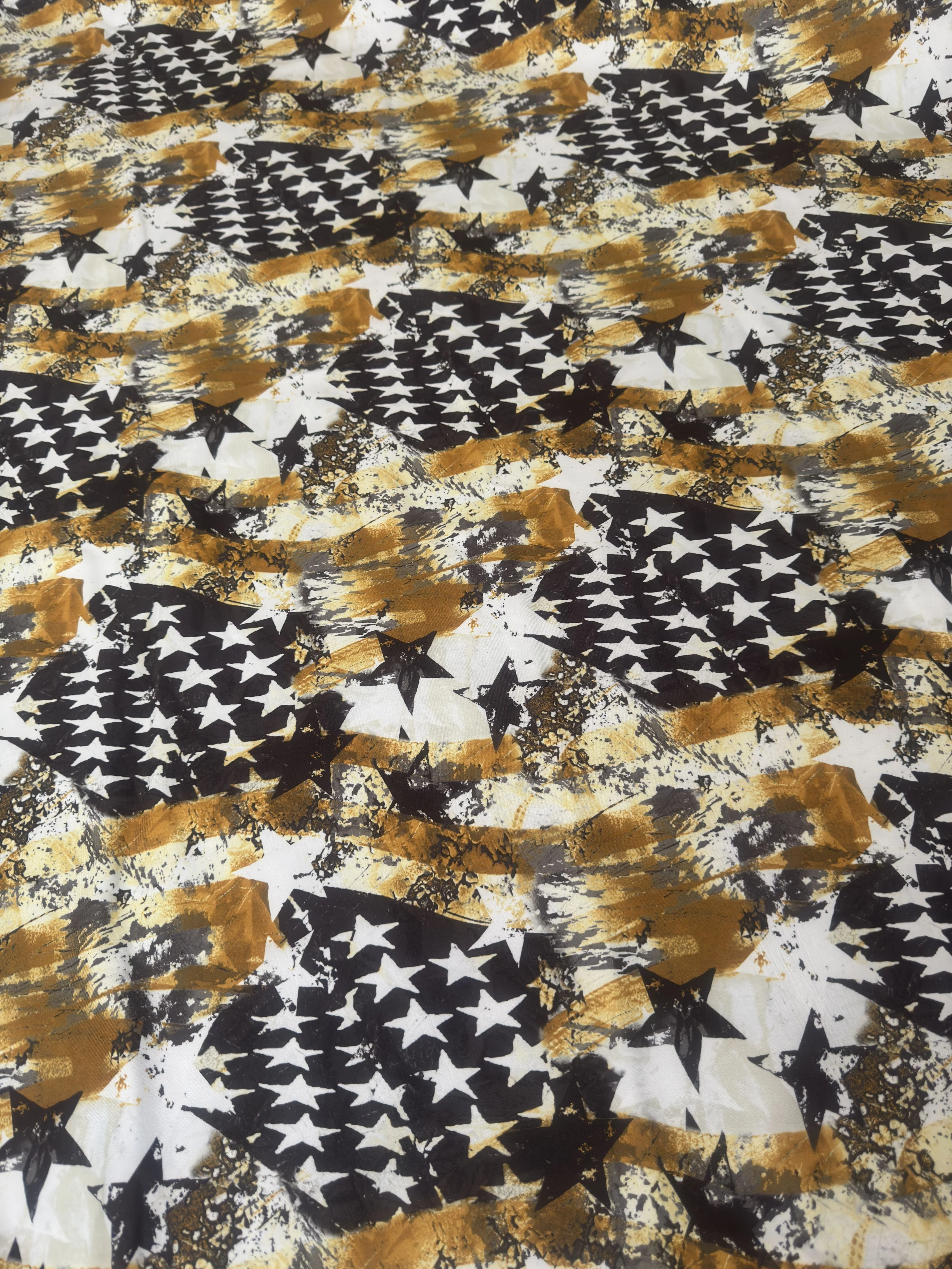 Gold & Black Abstract American Flag Nylon Spandex