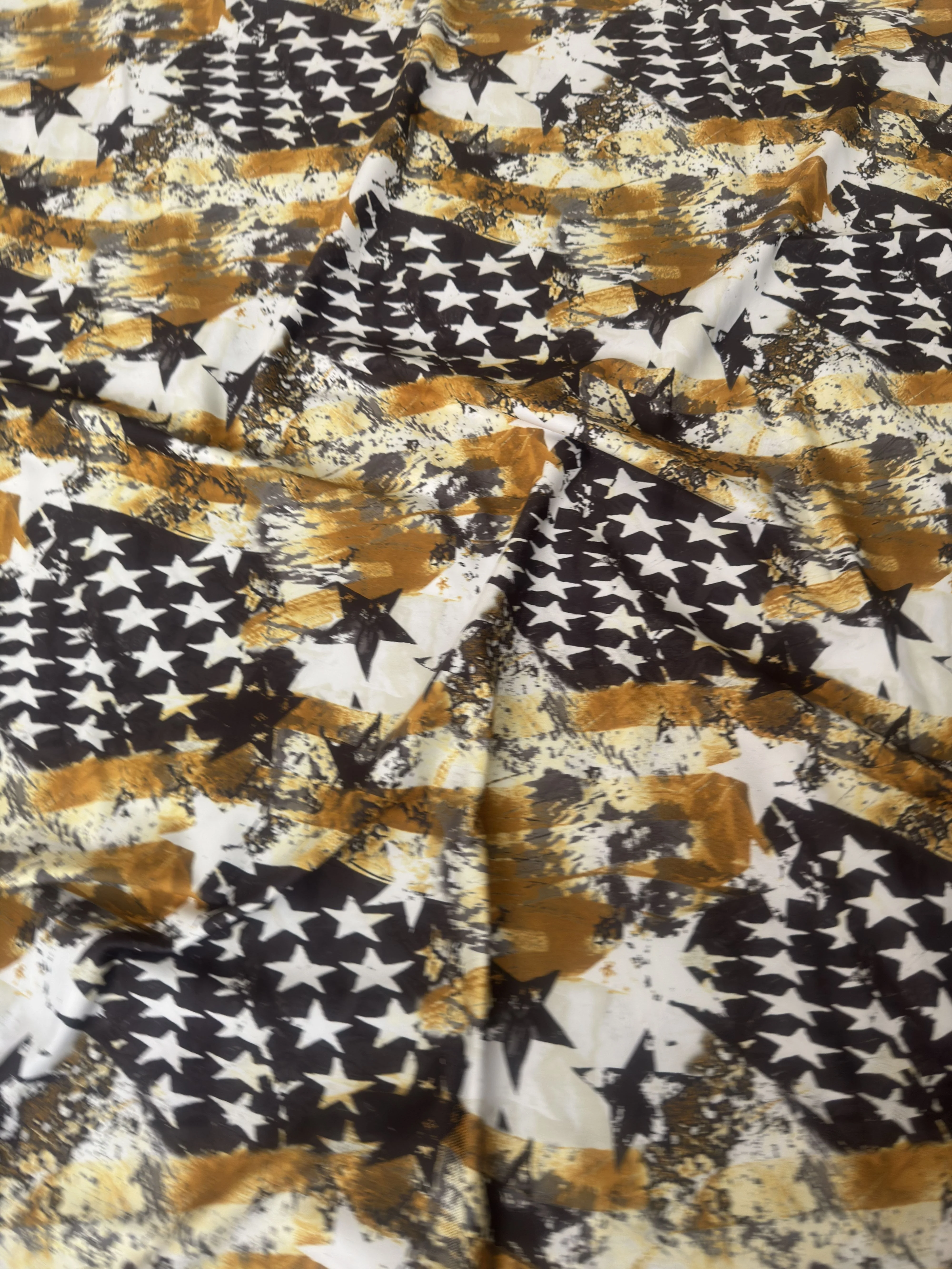 Gold & Black Abstract American Flag Nylon Spandex - Image 2