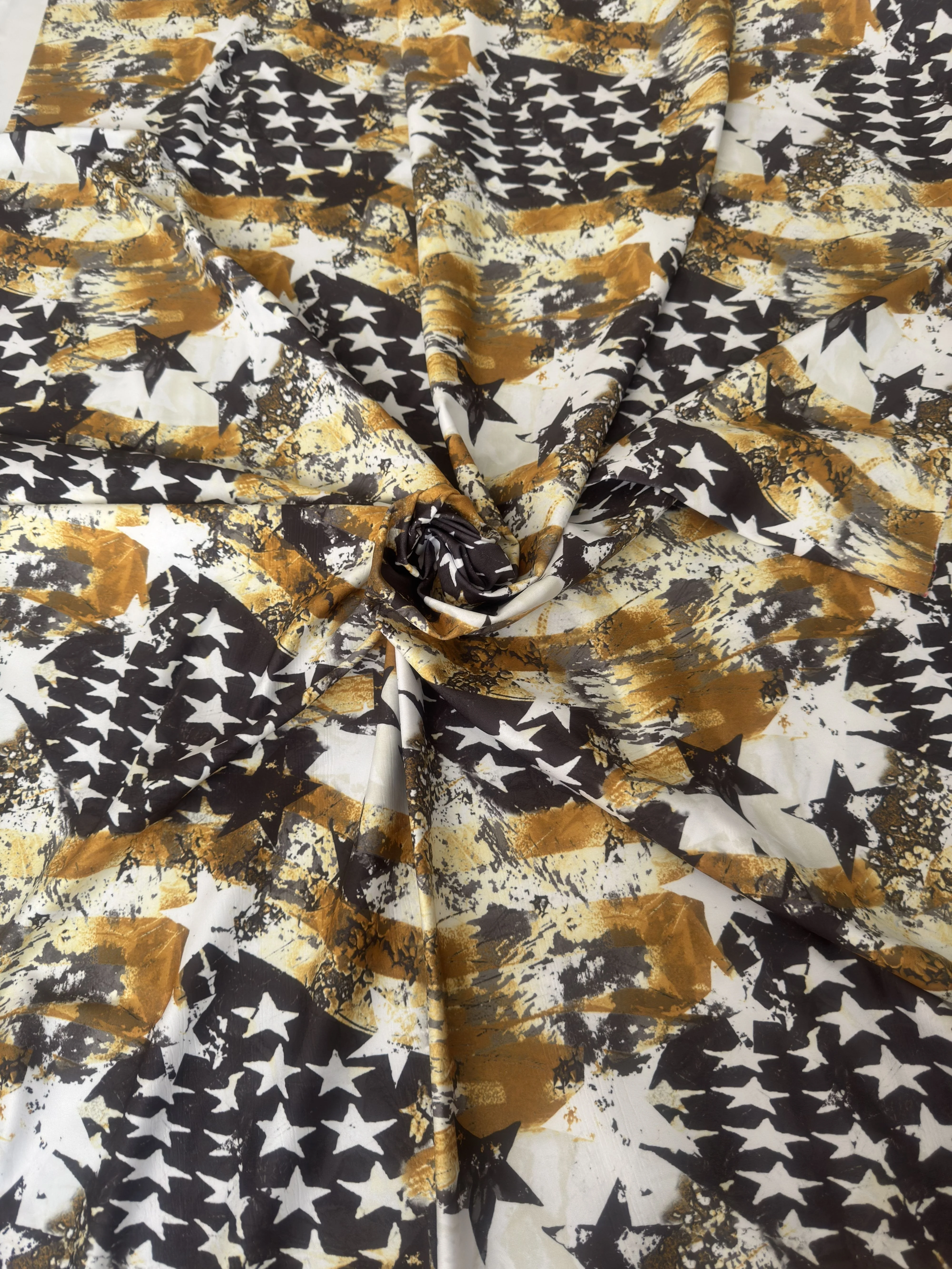 Gold & Black Abstract American Flag Nylon Spandex - Image 4