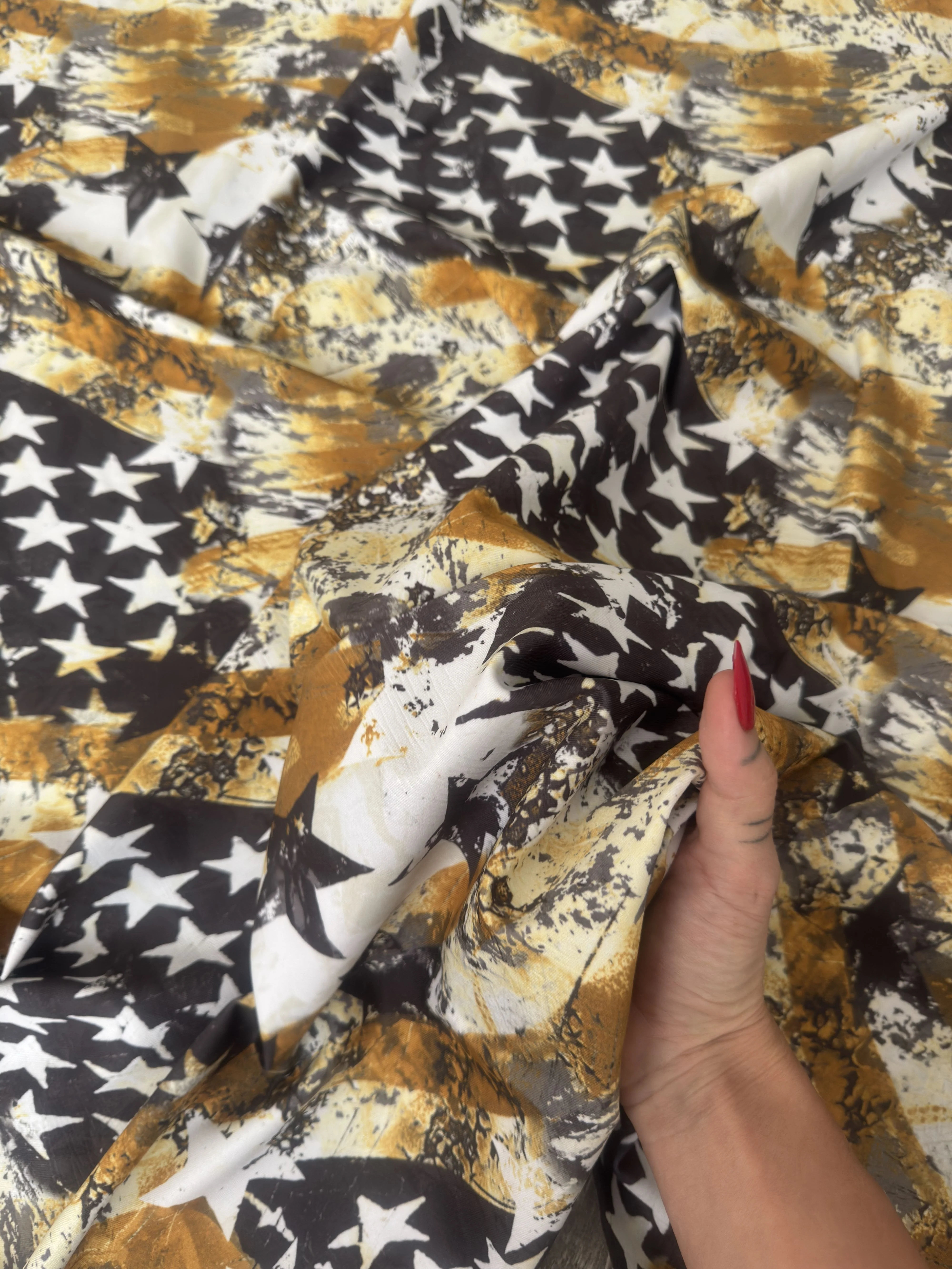 Gold & Black Abstract American Flag Nylon Spandex - Image 5