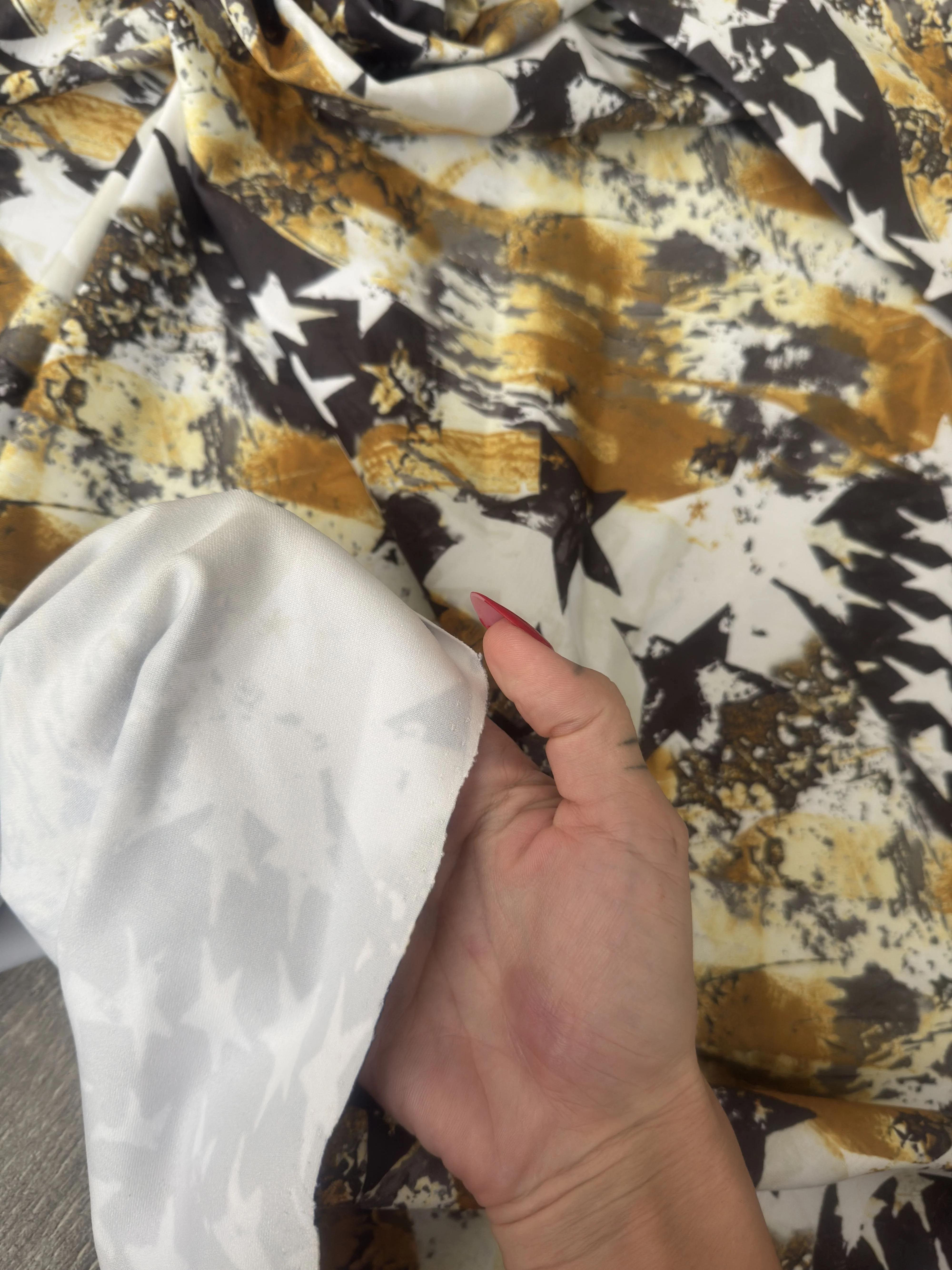 Gold & Black Abstract American Flag Nylon Spandex - Image 6