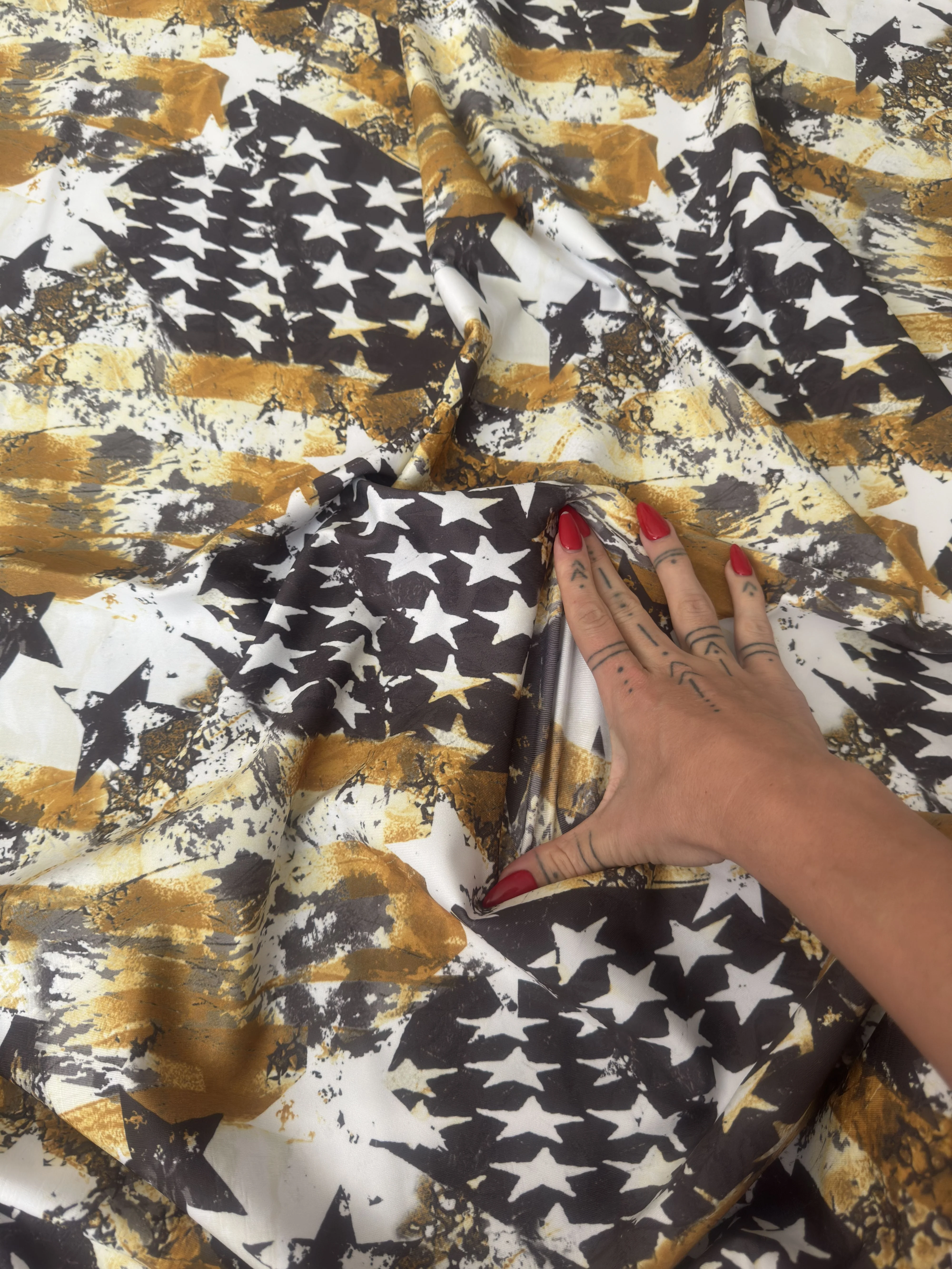 Gold & Black Abstract American Flag Nylon Spandex - Image 7