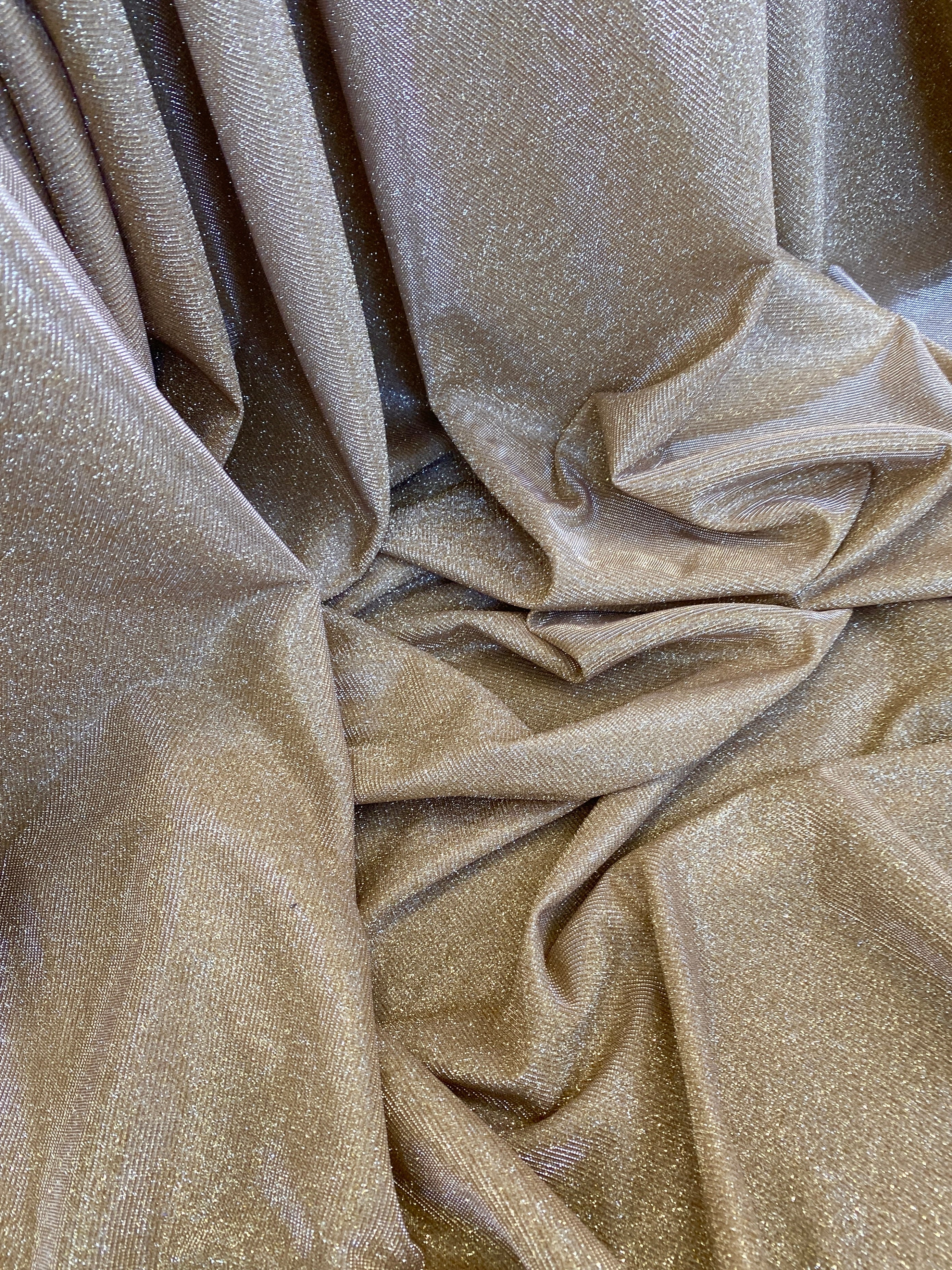Gold Champagne Stretch Metallic Lurex - Image 3