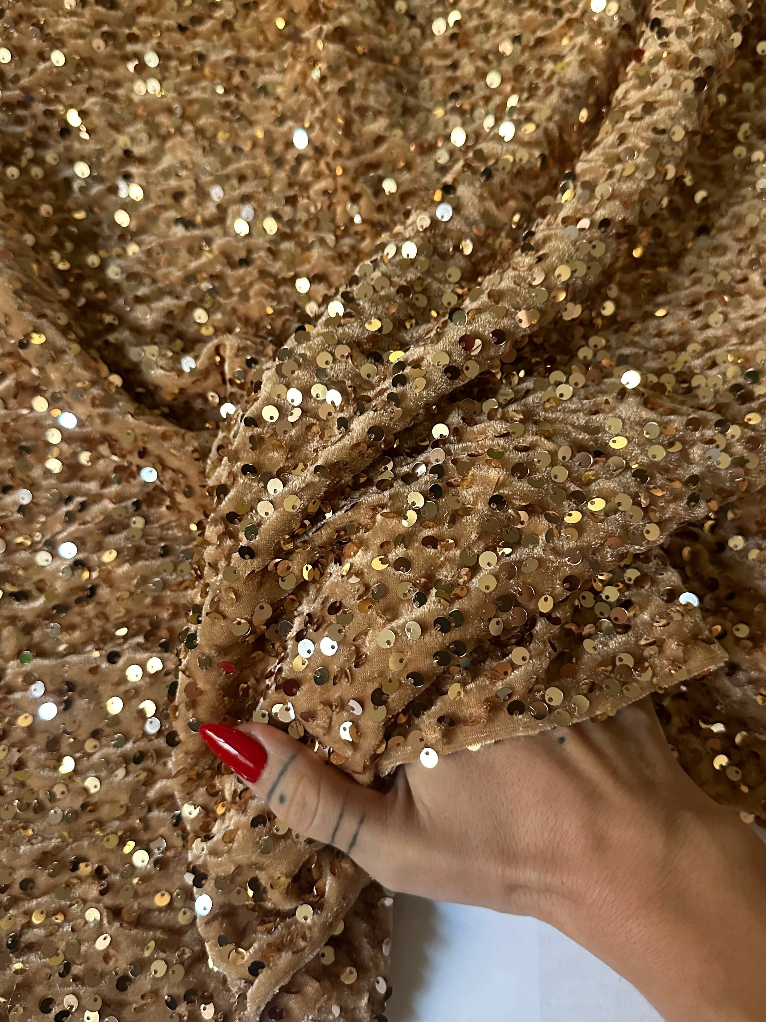 Gold Champagne Sequins Velvet - Image 4
