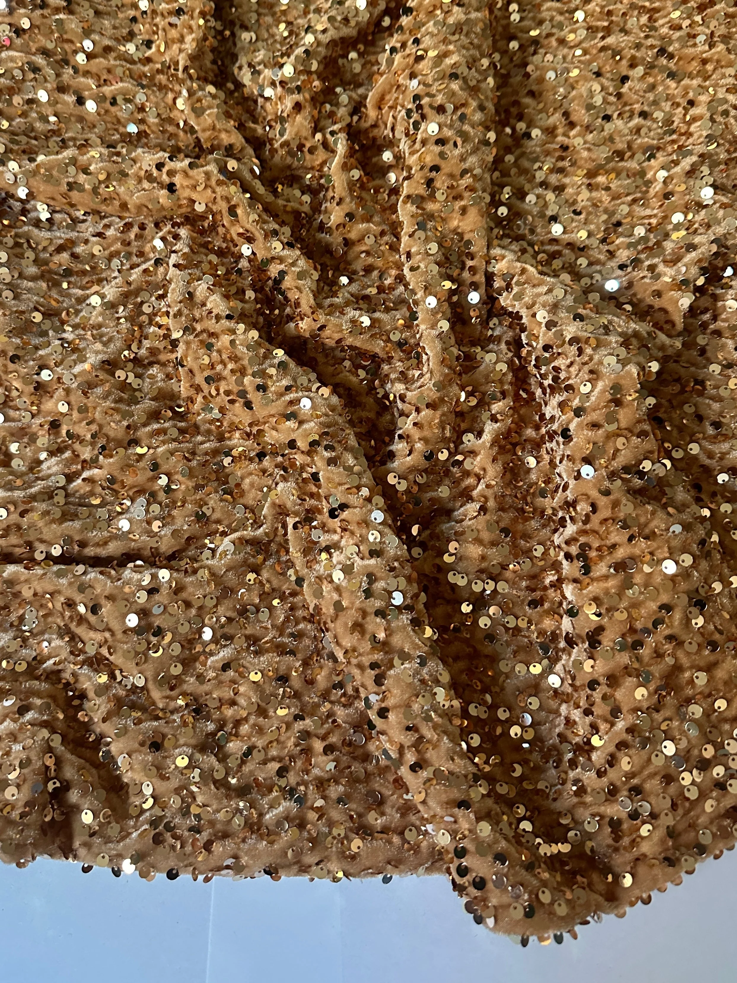 Gold Champagne Sequins Velvet - Image 5