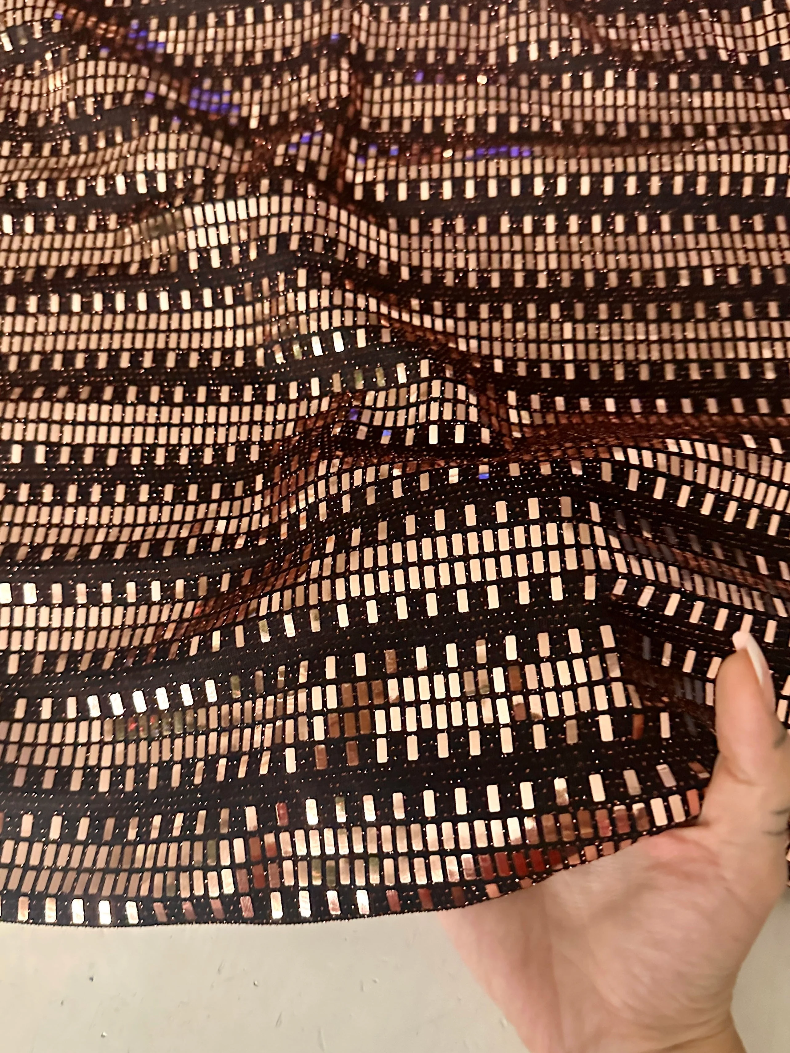 Gold Foiled Mirror Sequins on Knit - Image 2