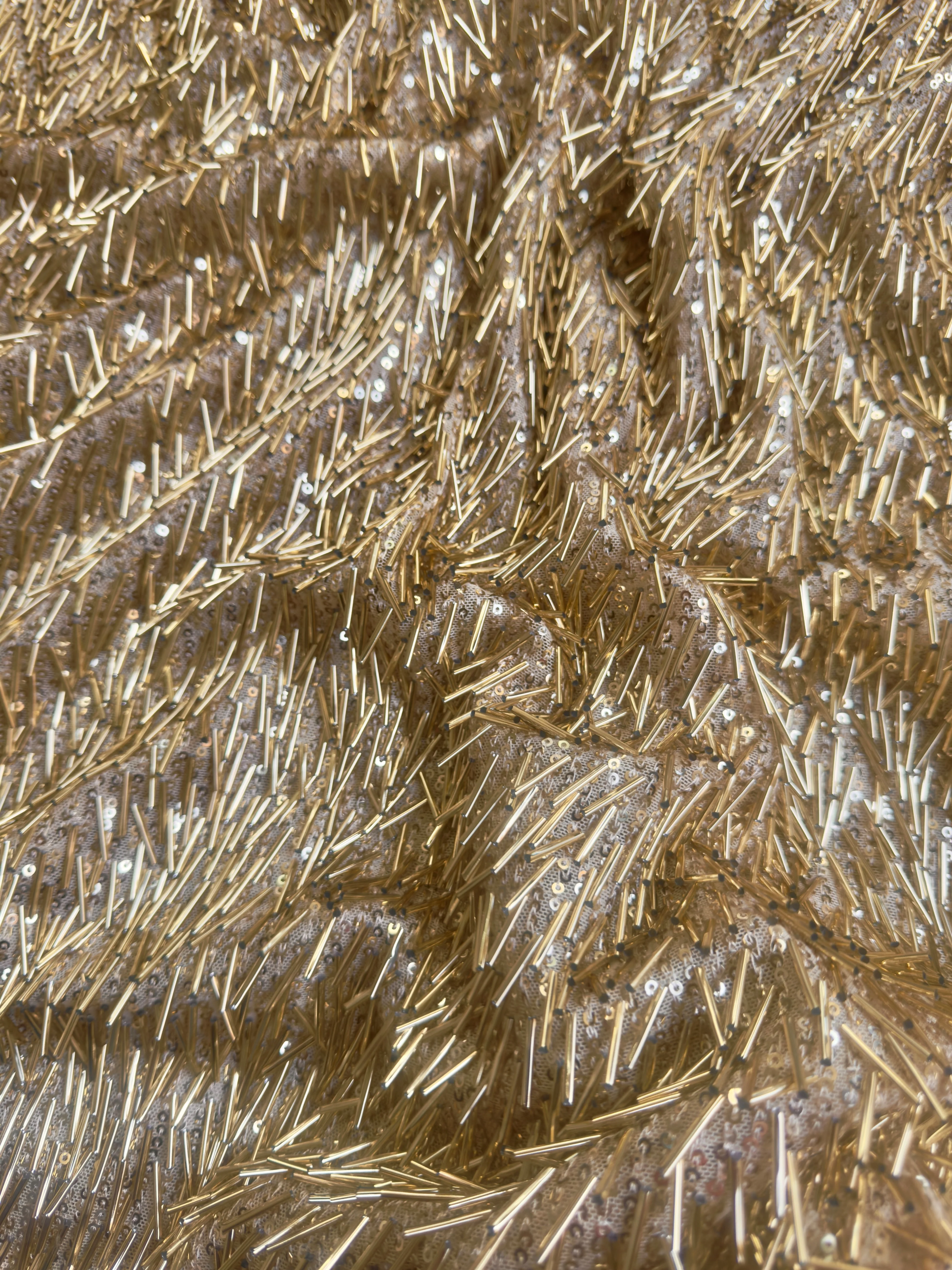 Gold Fringe Sequin on Mesh