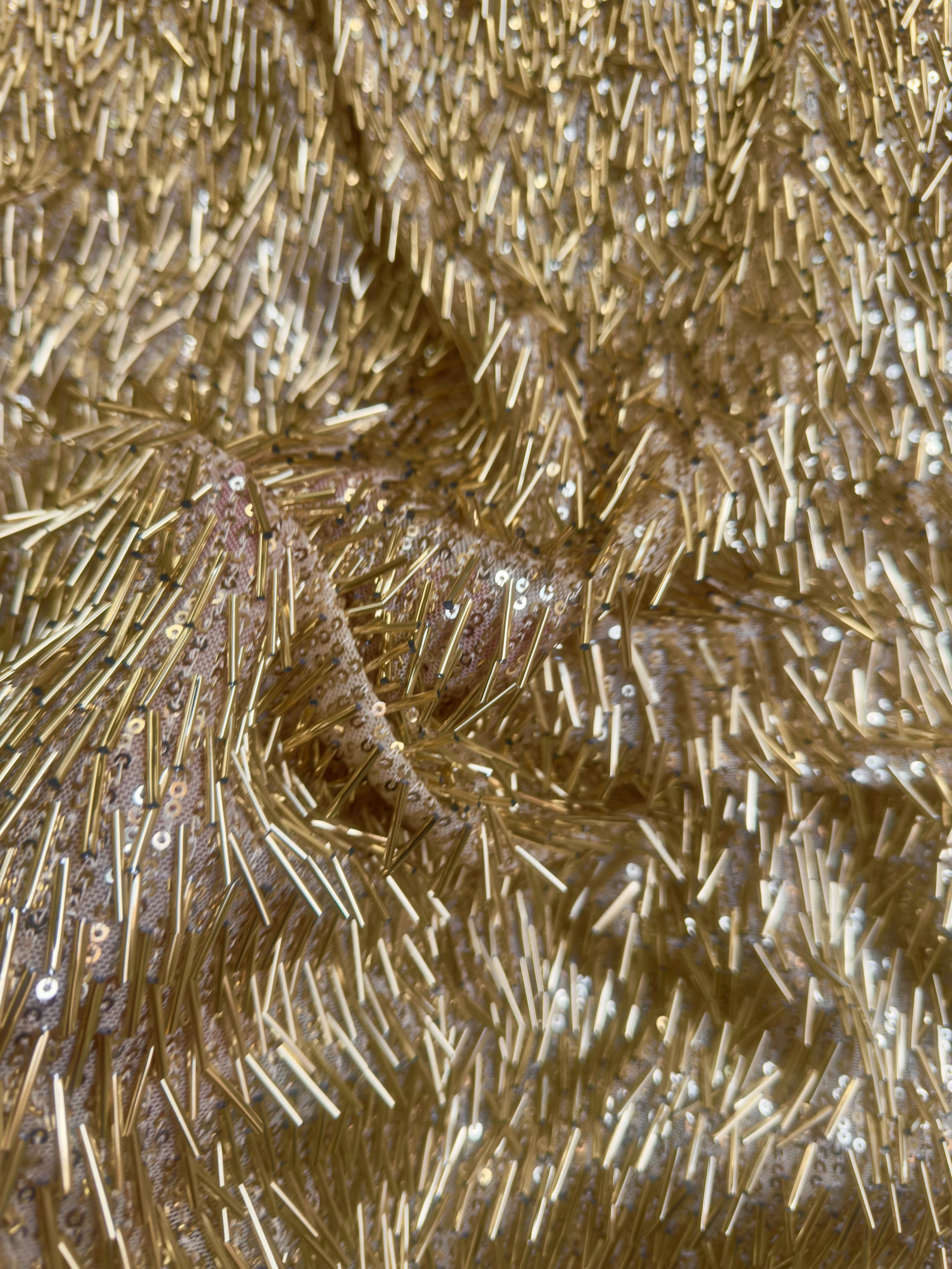 Gold Fringe Sequin on Mesh - Image 3