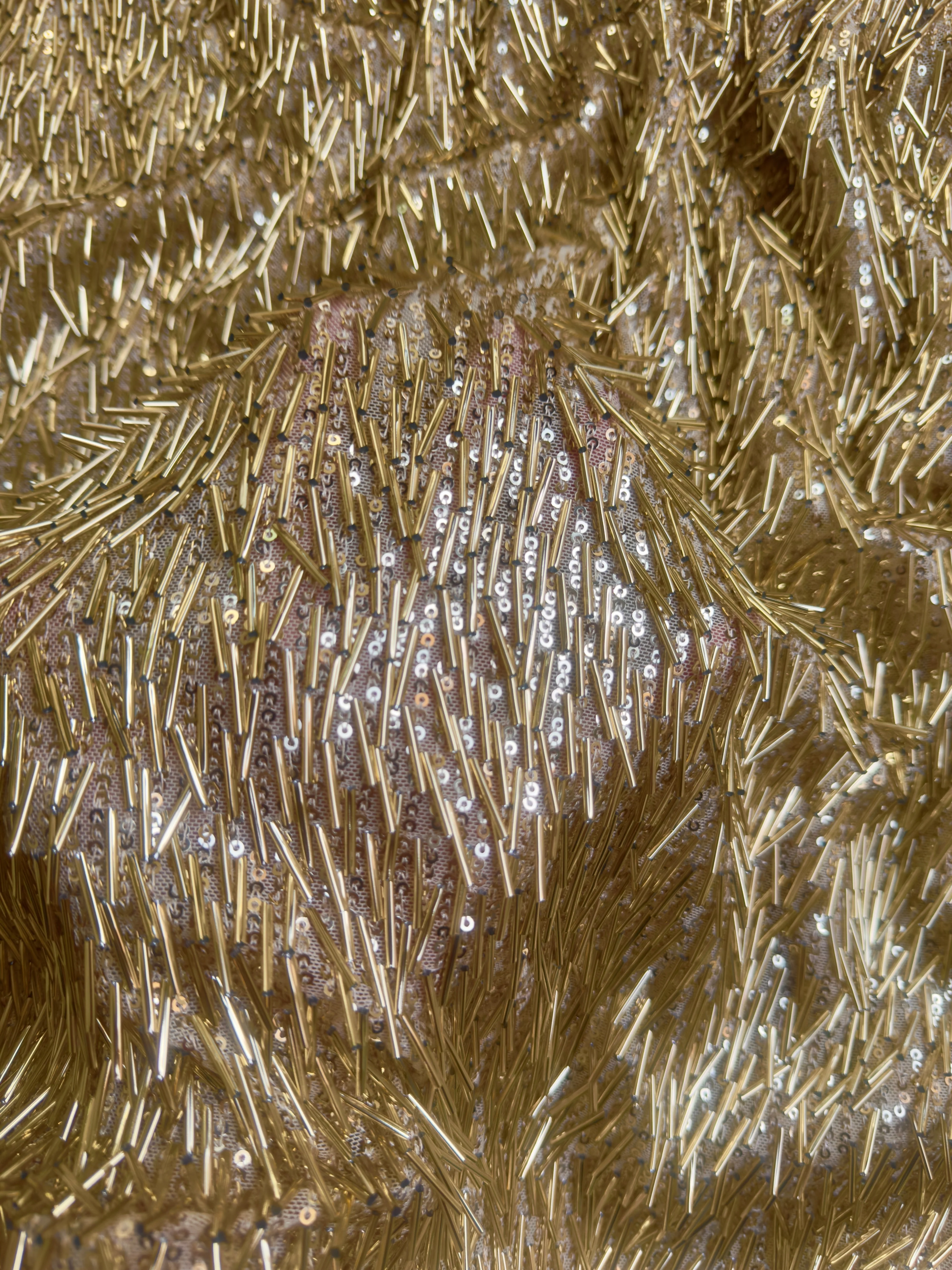 Gold Fringe Sequin on Mesh - Image 5