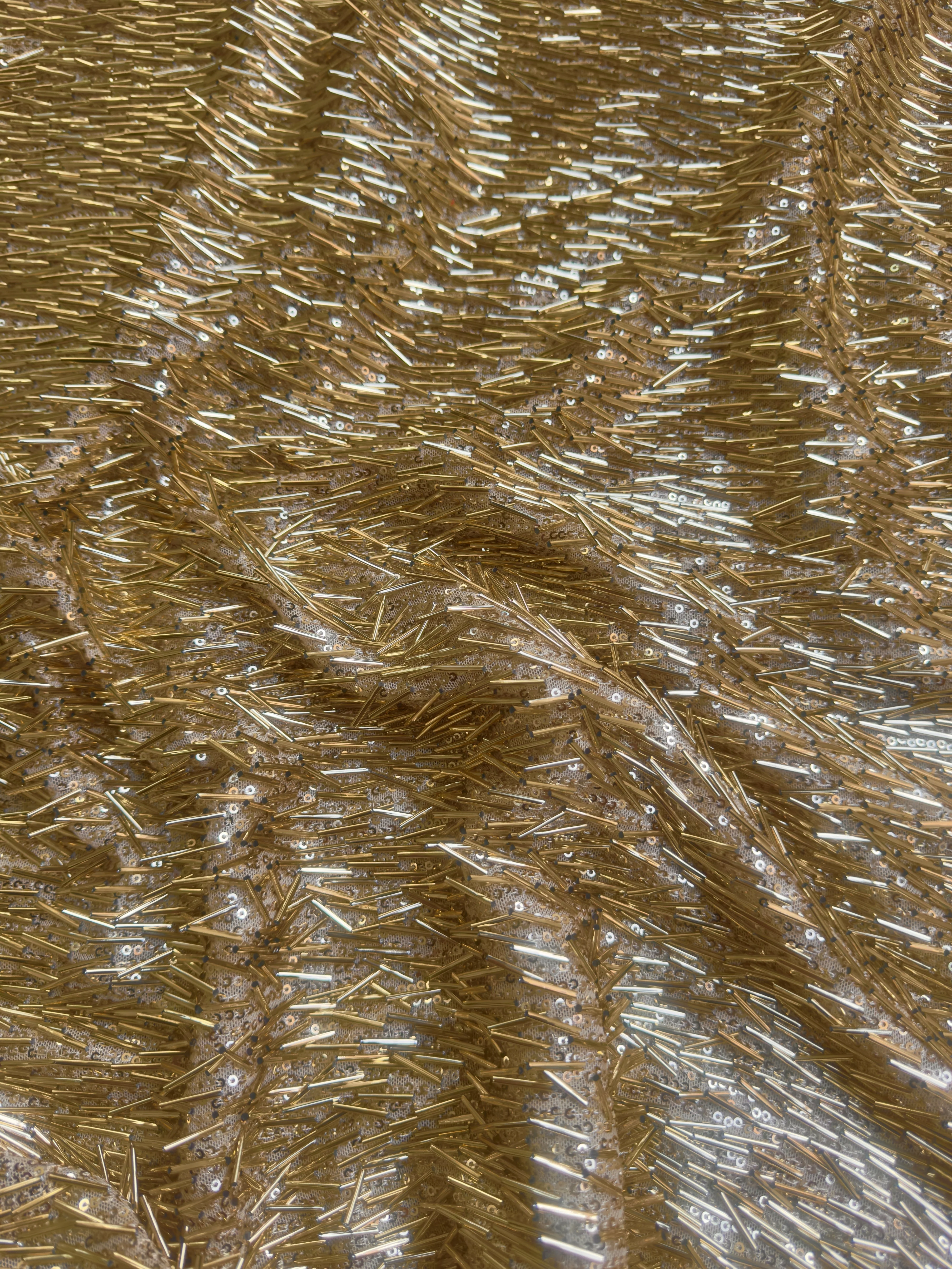 Gold Fringe Sequin on Mesh - Image 6