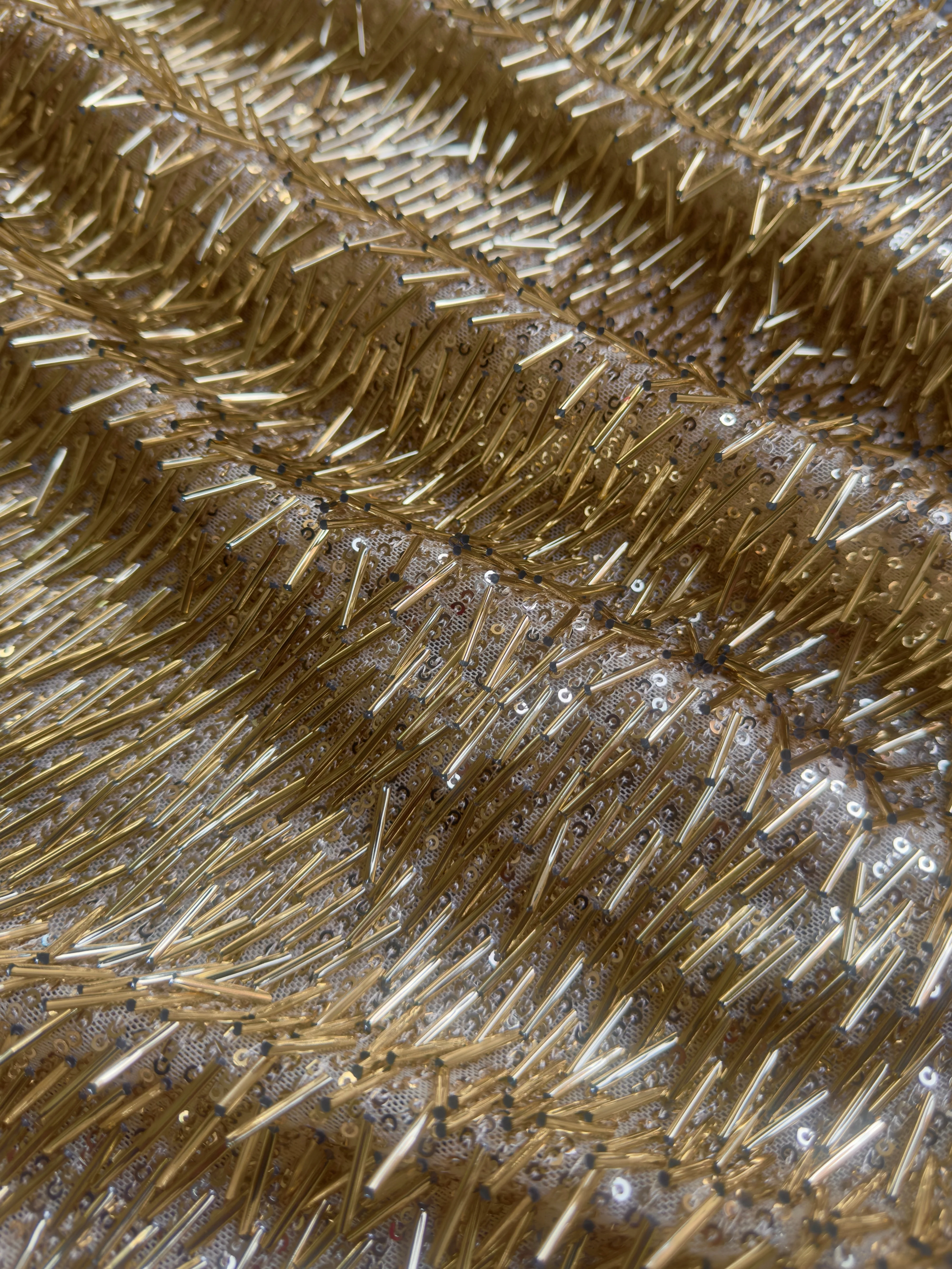 Gold Fringe Sequin on Mesh - Image 7
