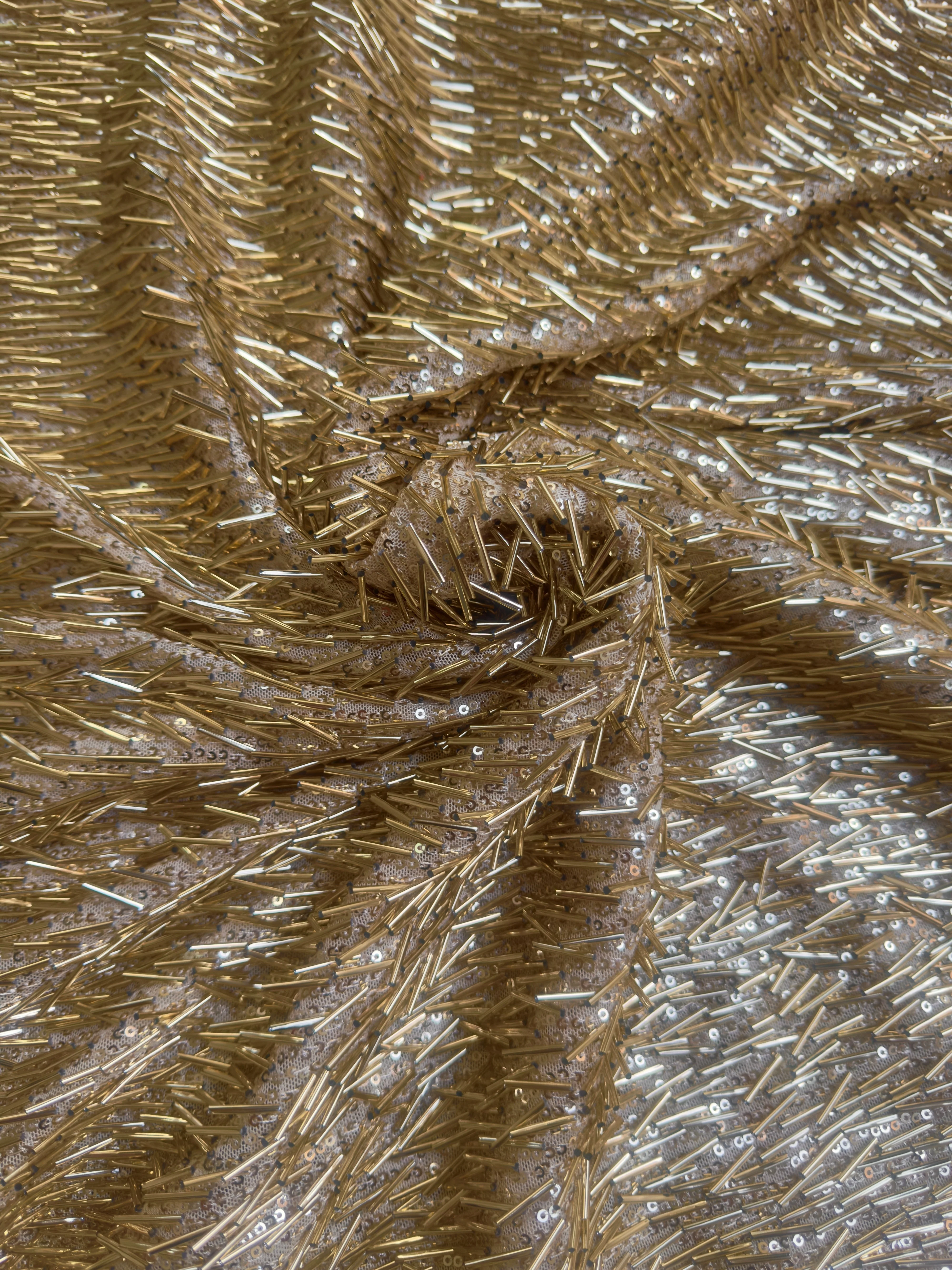 Gold Fringe Sequin on Mesh - Image 8