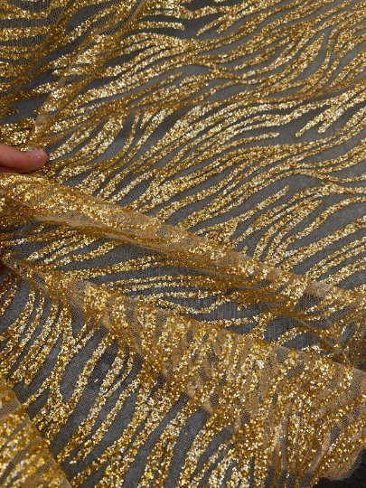 Gold Glitter Wave Design Lace - Image 2