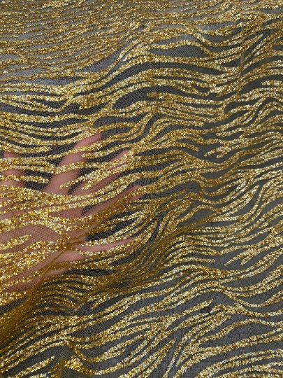Gold Glitter Wave Design Lace - Image 3
