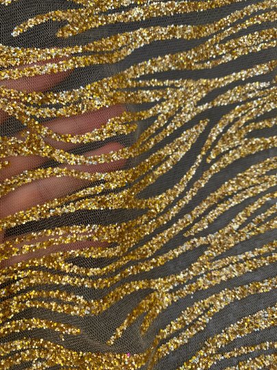 Gold Glitter Wave Design Lace - Image 4