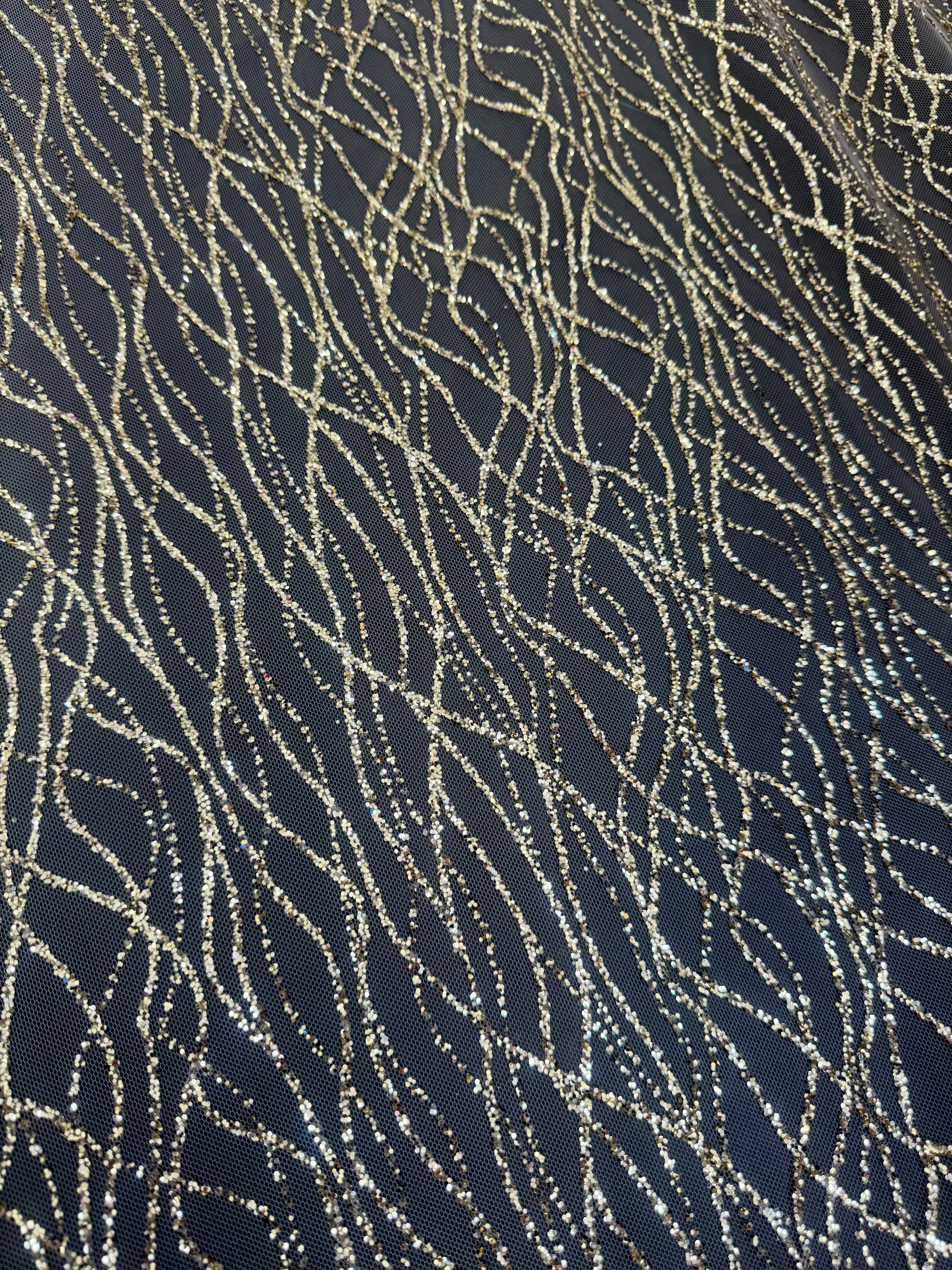 Gold Glitter Lace on Mesh - Image 2