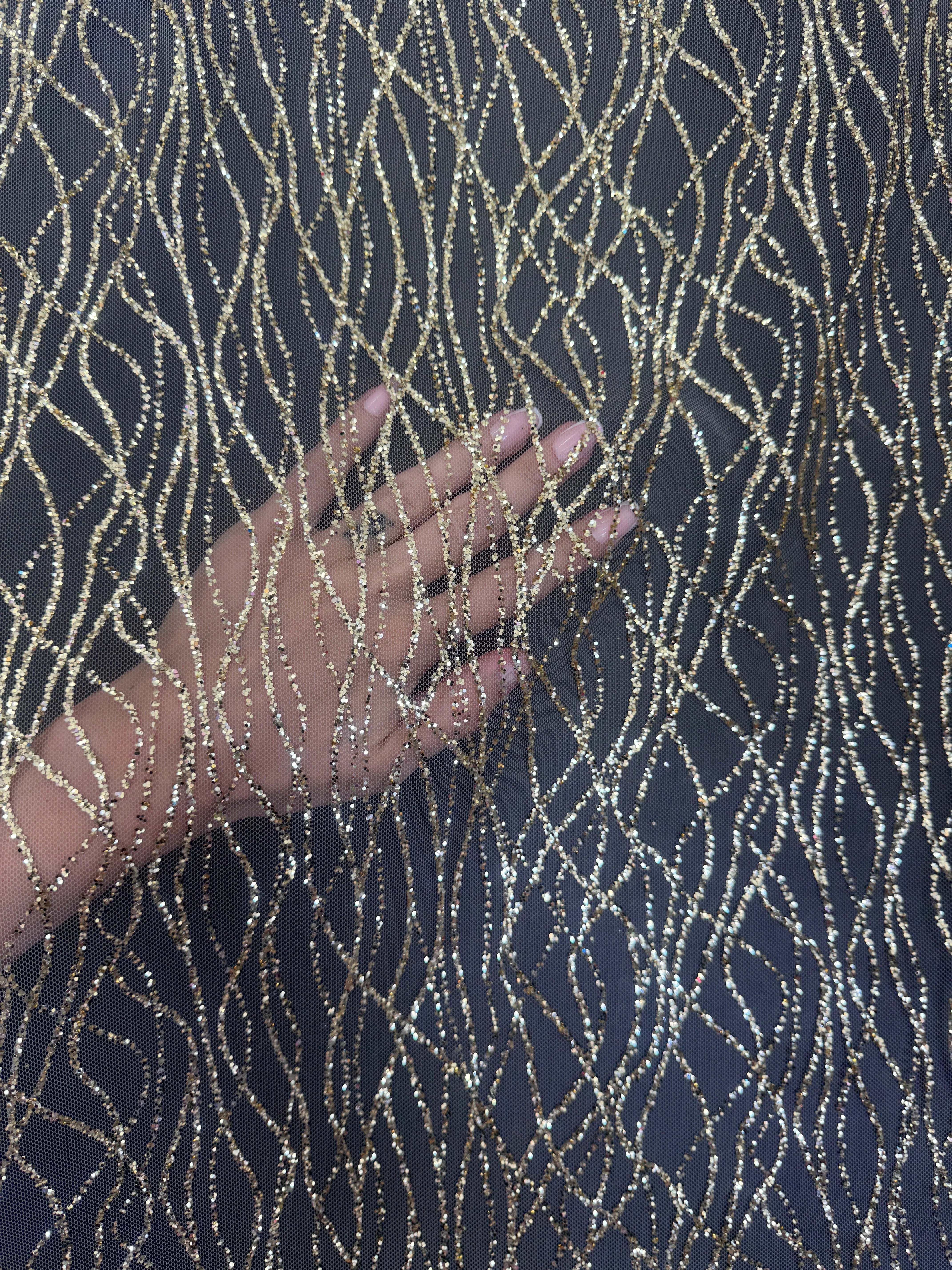 Gold Glitter Lace on Mesh - Image 3