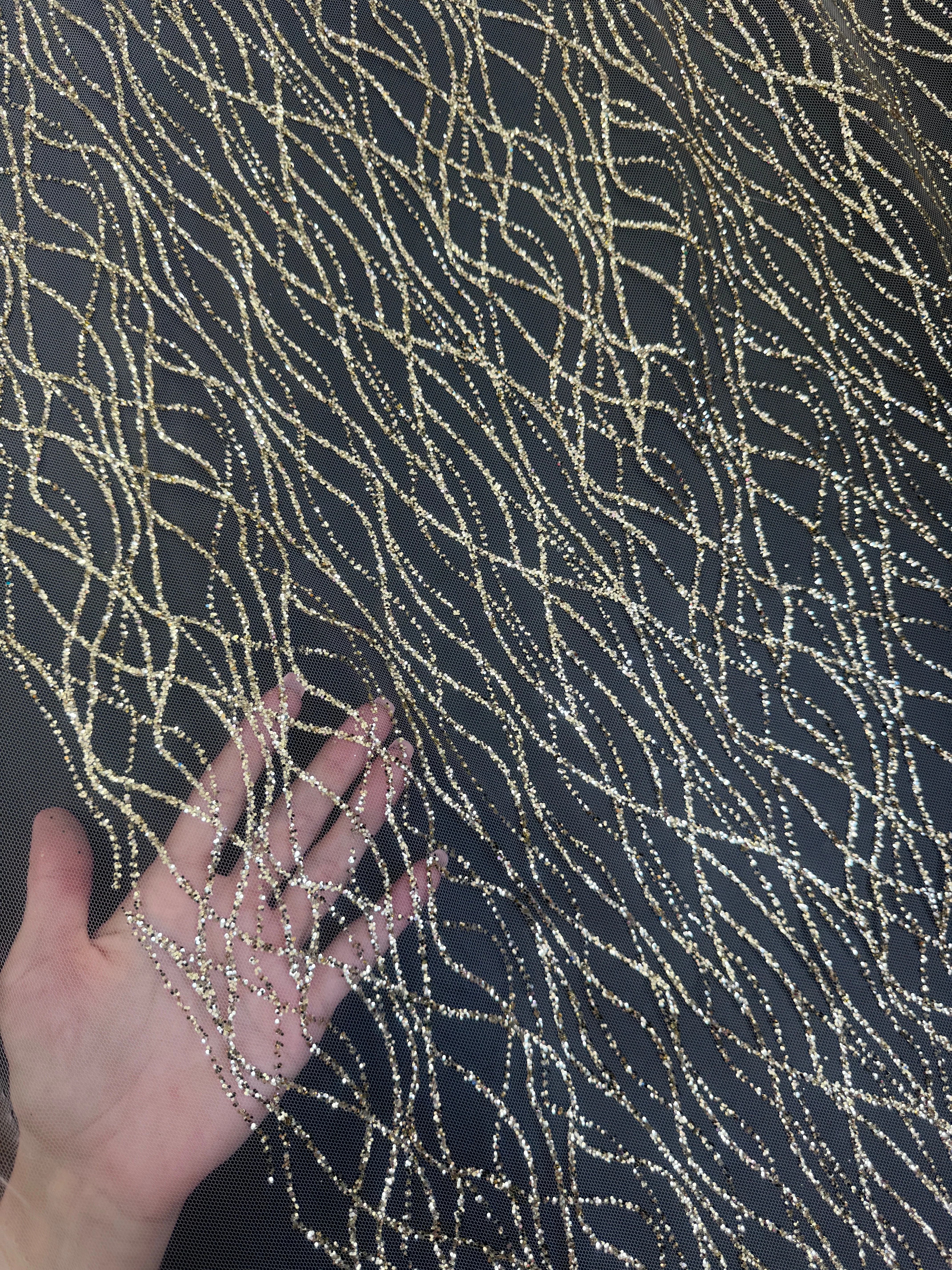 Gold Glitter Lace on Mesh - Image 4