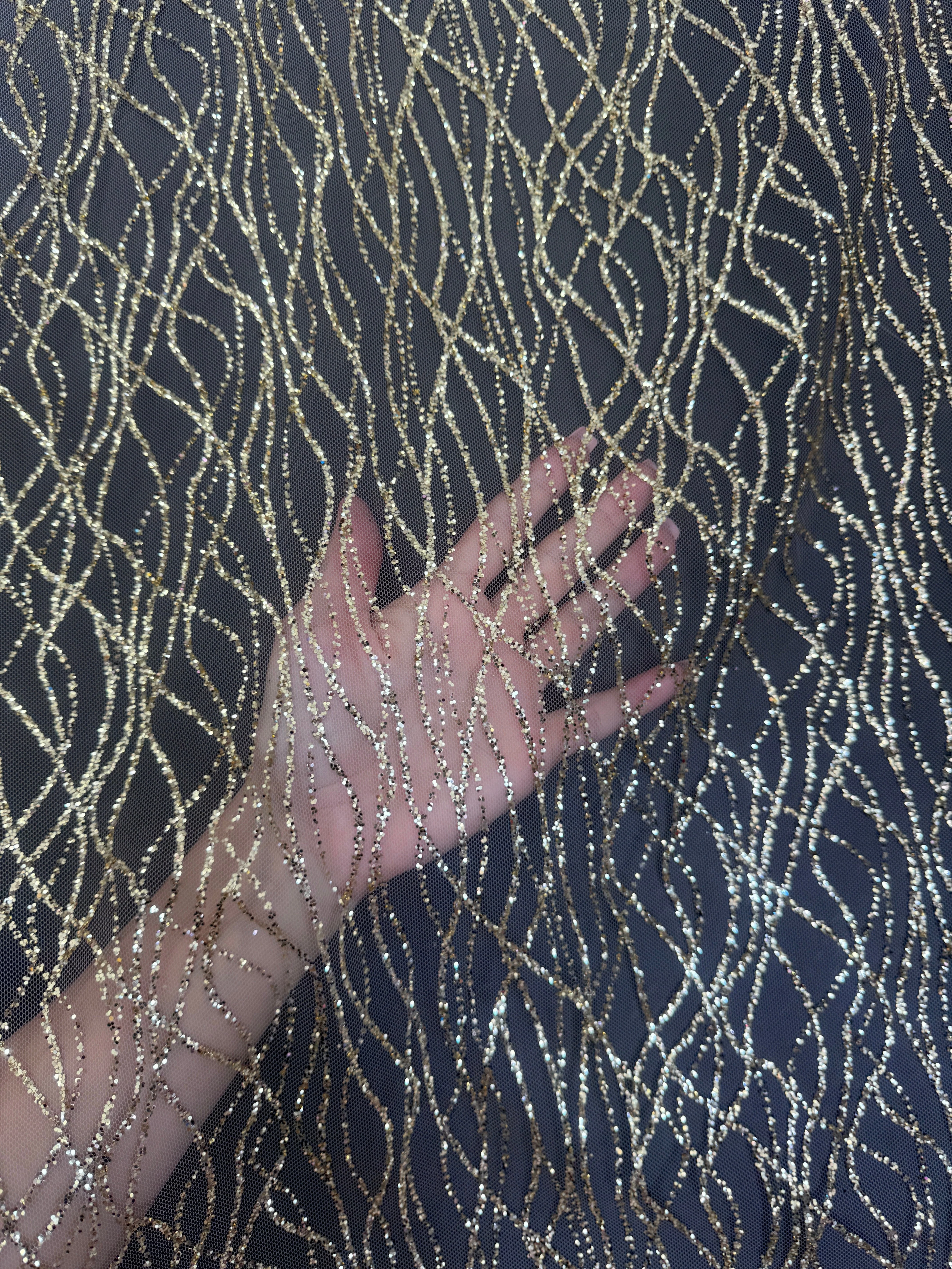 Gold Glitter Lace on Mesh - Image 5