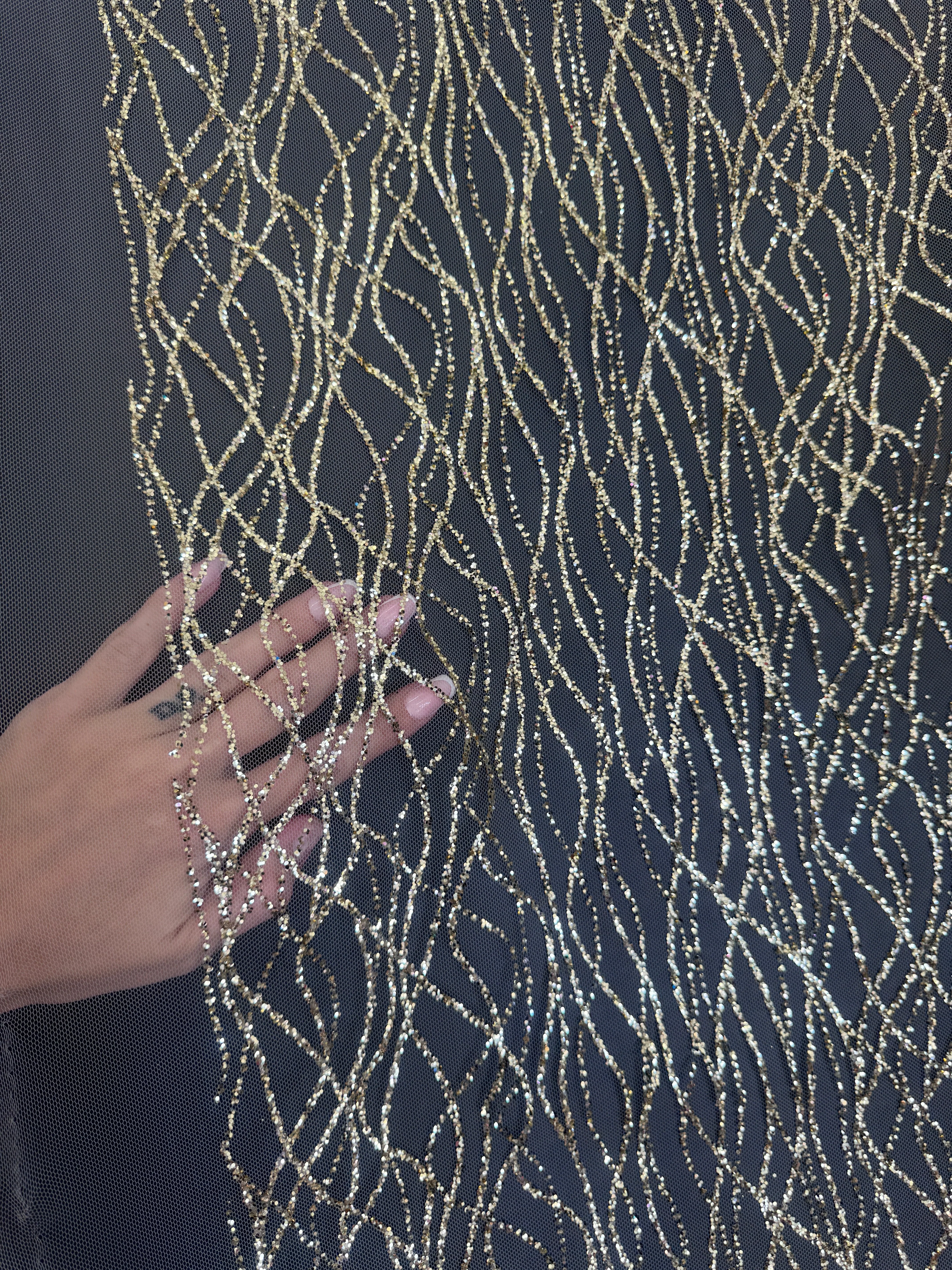 Gold Glitter Lace on Mesh - Image 8