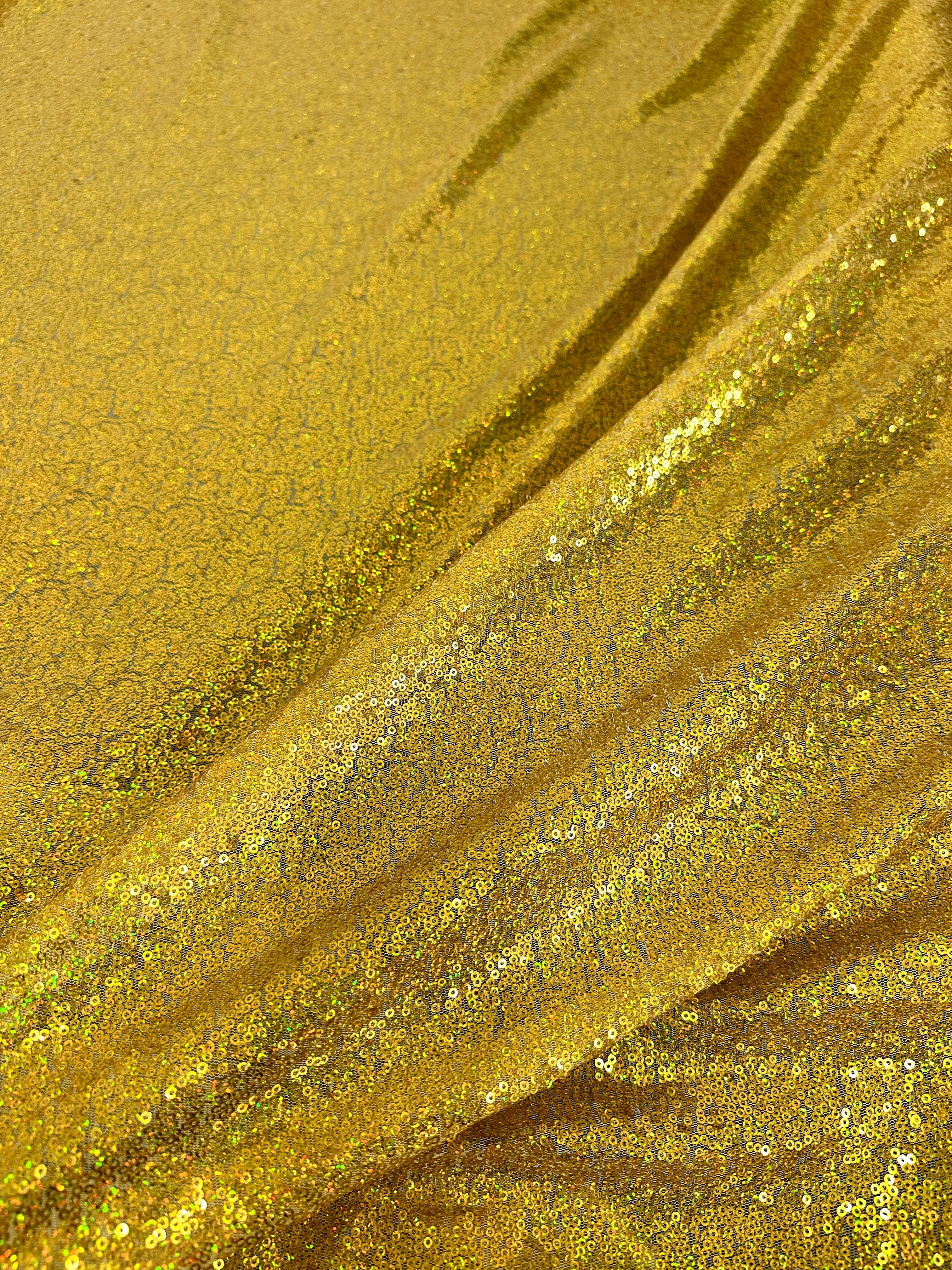Gold Iridescent Sequin on Mesh - Image 2