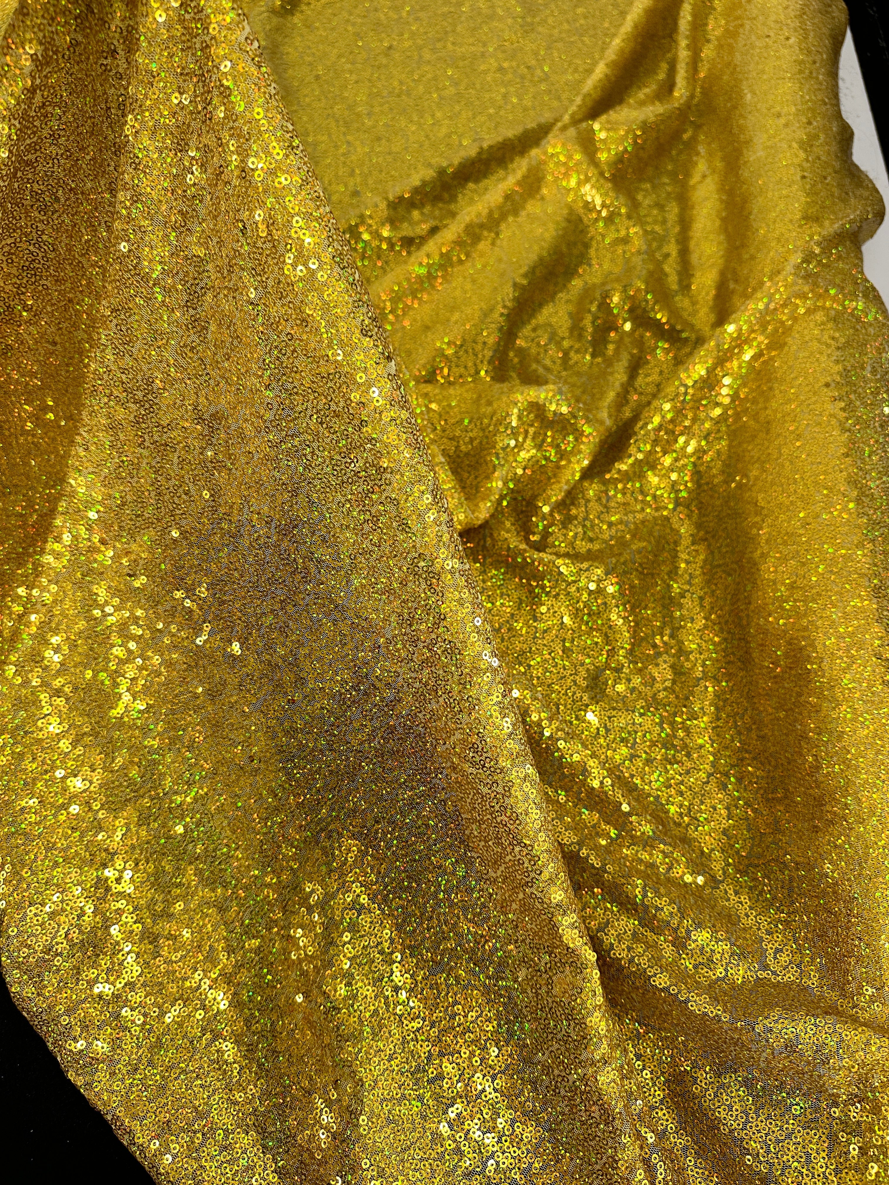 Gold Iridescent Sequin on Mesh - Image 3