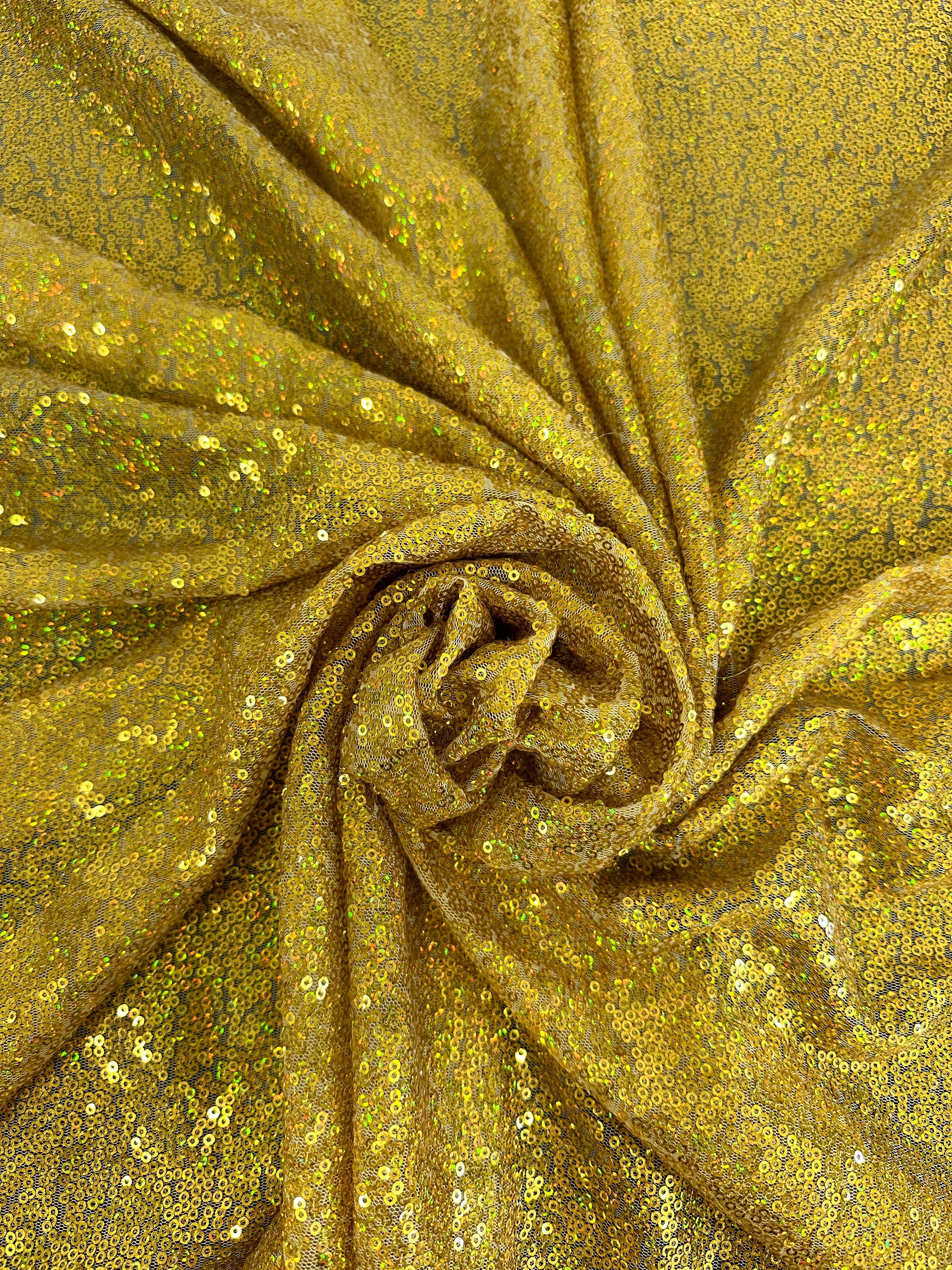 Gold Iridescent Sequin on Mesh - Image 5