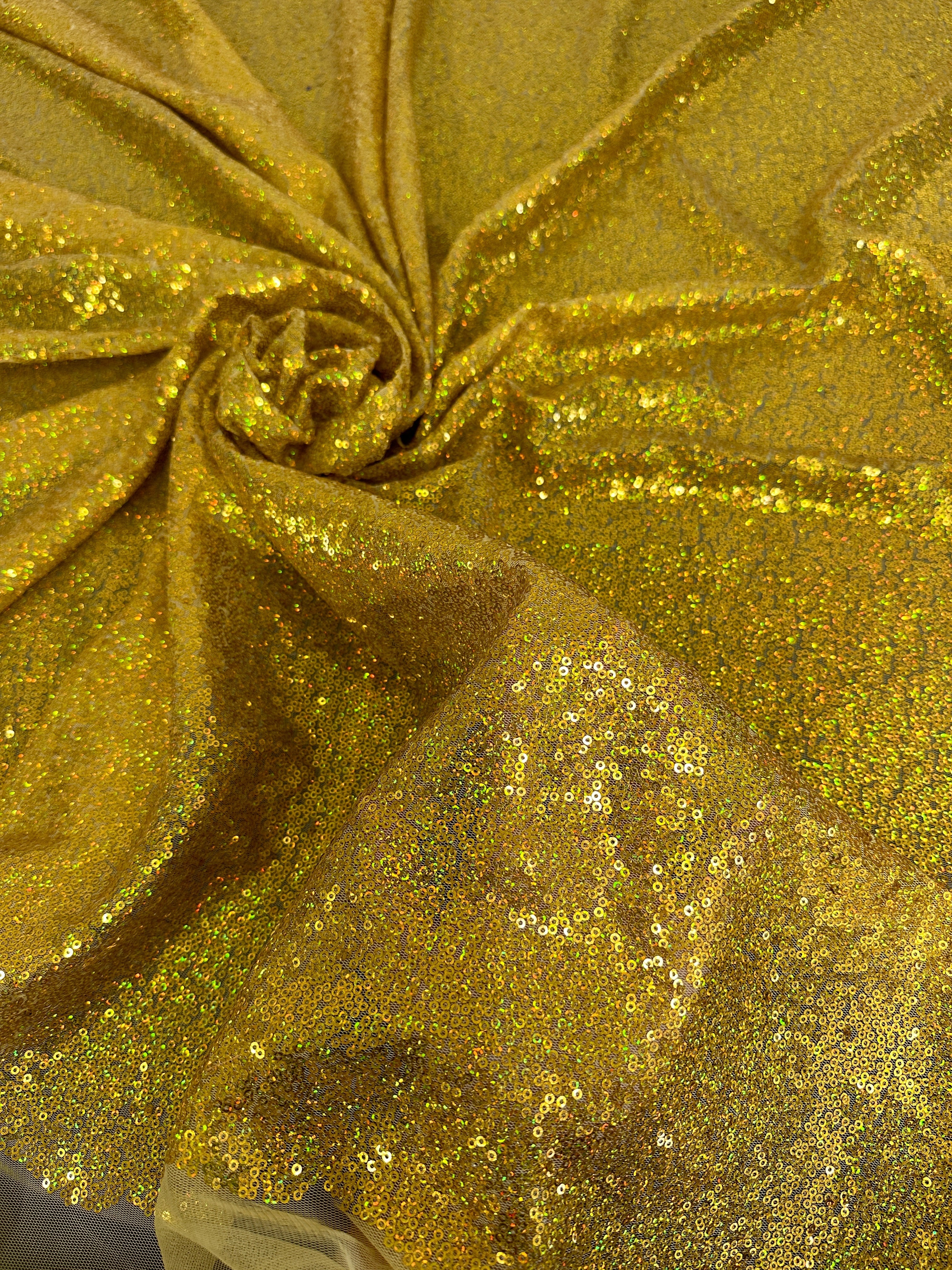 Gold Iridescent Sequin on Mesh - Image 7