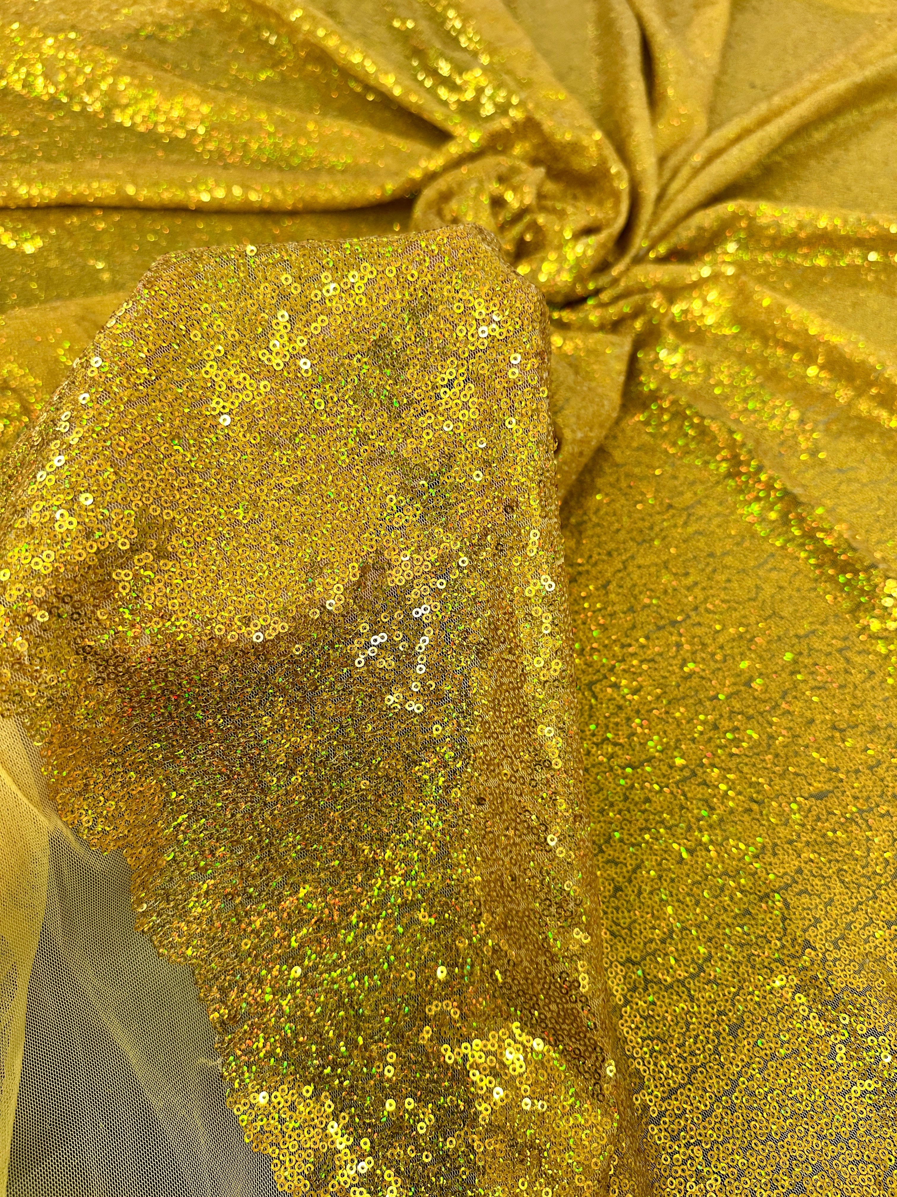 Gold Iridescent Sequin on Mesh - Image 8