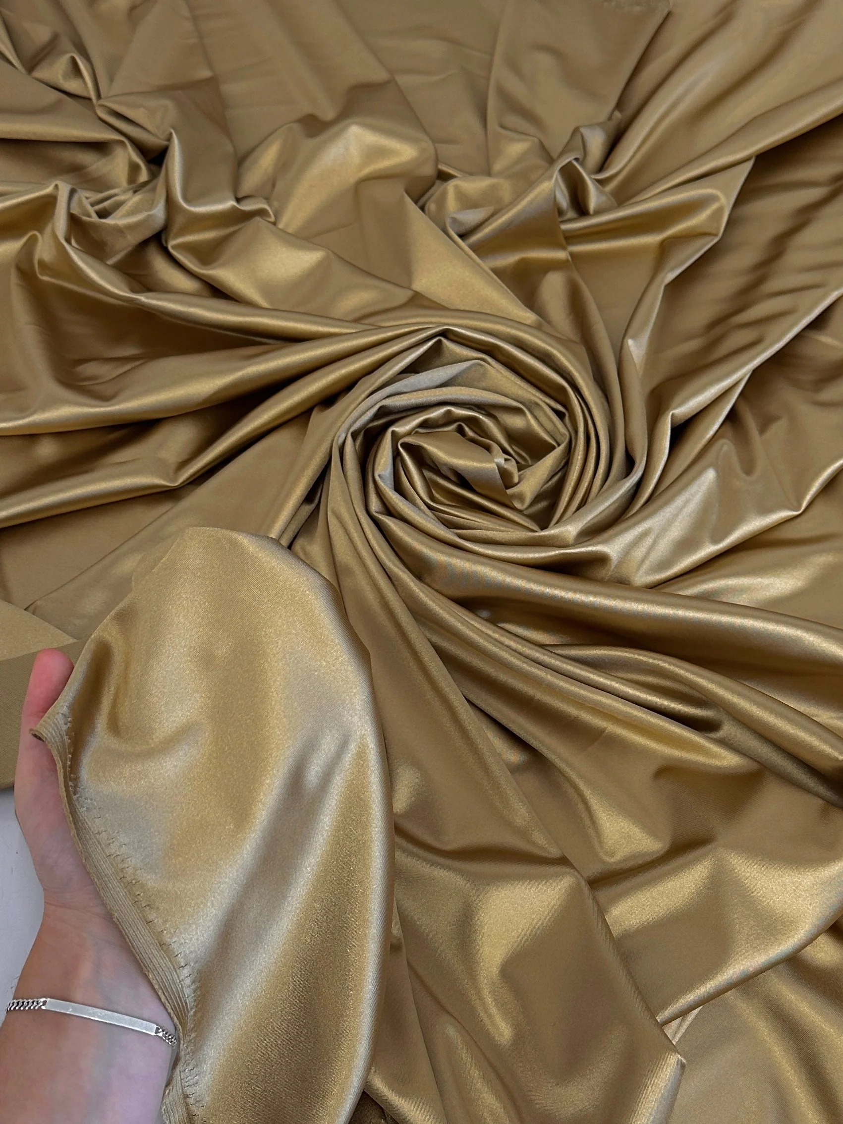 Gold Luxury Silky Stretch Satin - Image 5