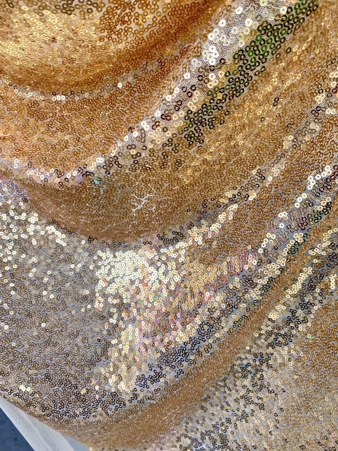 Gold Stretch Sequin on Mesh - Image 5