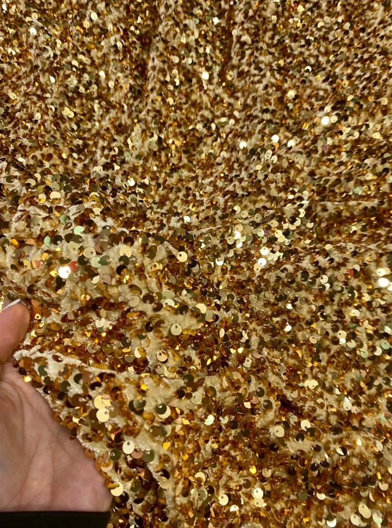 Bright Gold Sequin on Velvet - Image 5